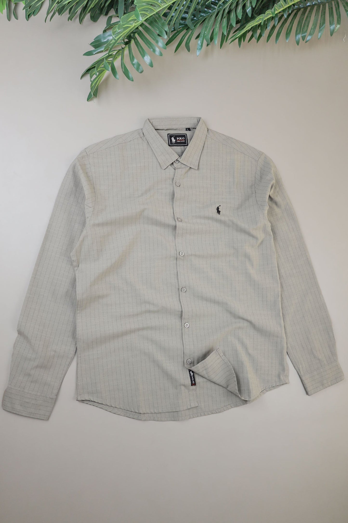 Polo Rph Lren Button Down Striped Casual Shirt In Mid Grey