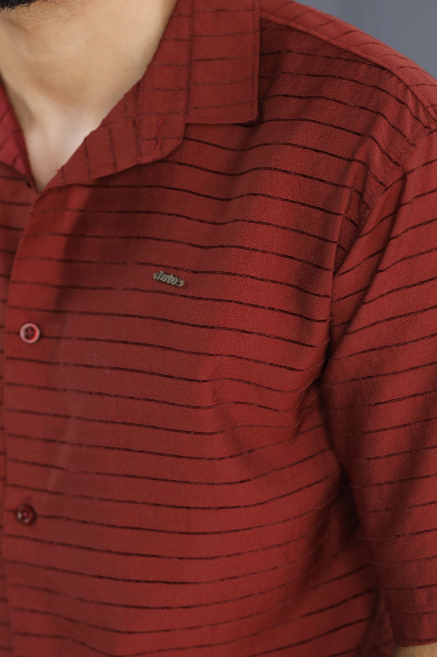 Turbo Snitch Striped Casual Shirt In Maroon