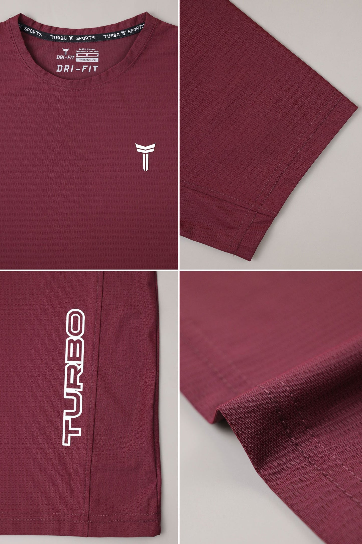 Turbo 'Street-Style' Drop-Shoulder Graphic Dry-Fit Tee In Dark Maroon
