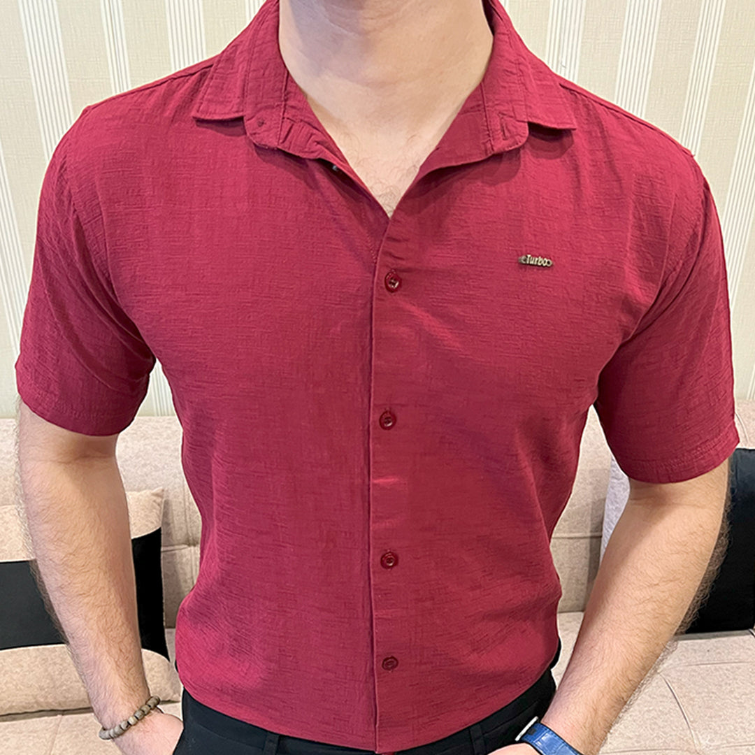 Turbo Textured Relaxed Fit Casual Shirt In Maroon