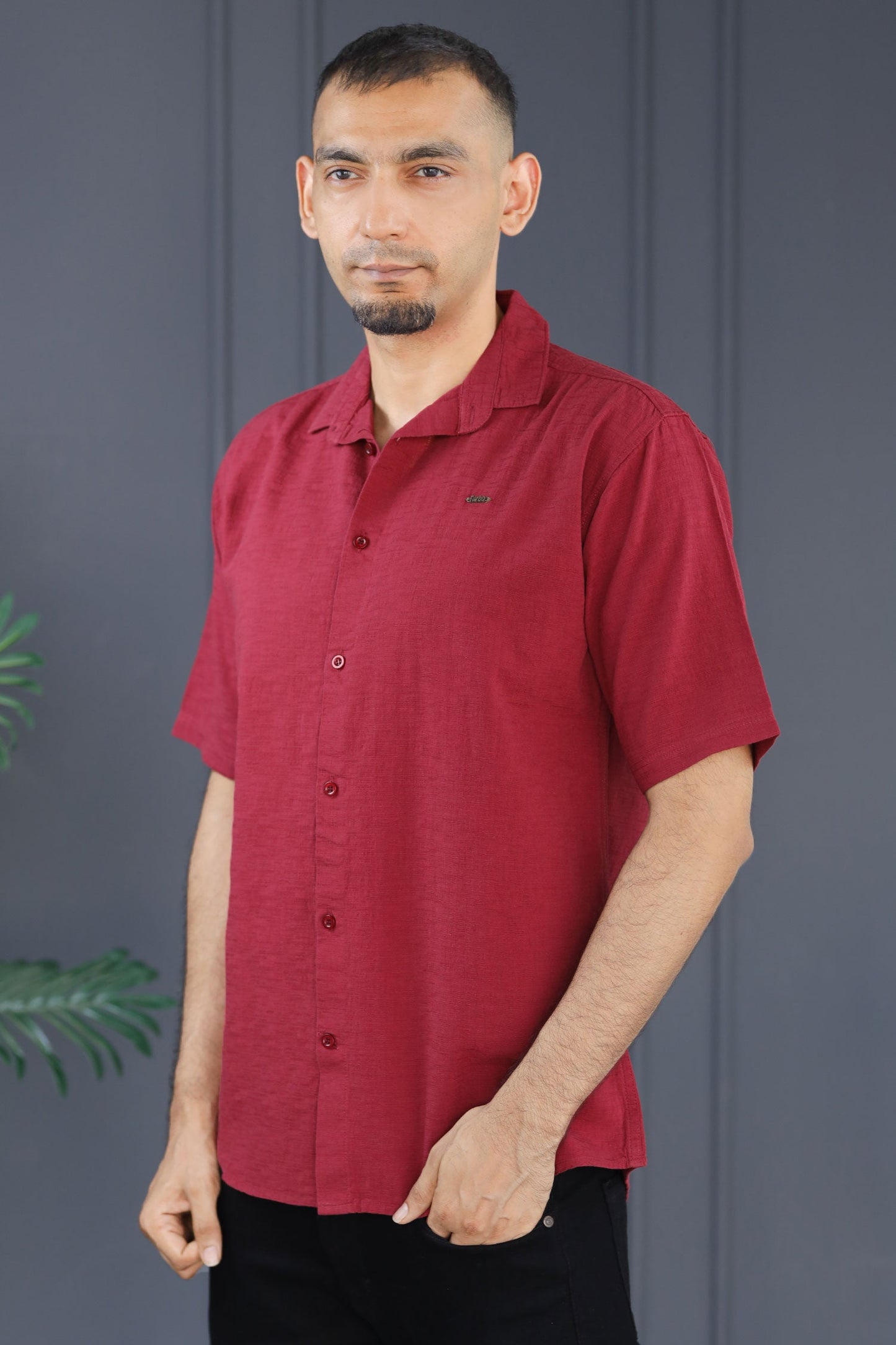 Turbo Textured Relaxed Fit Casual Shirt In Maroon