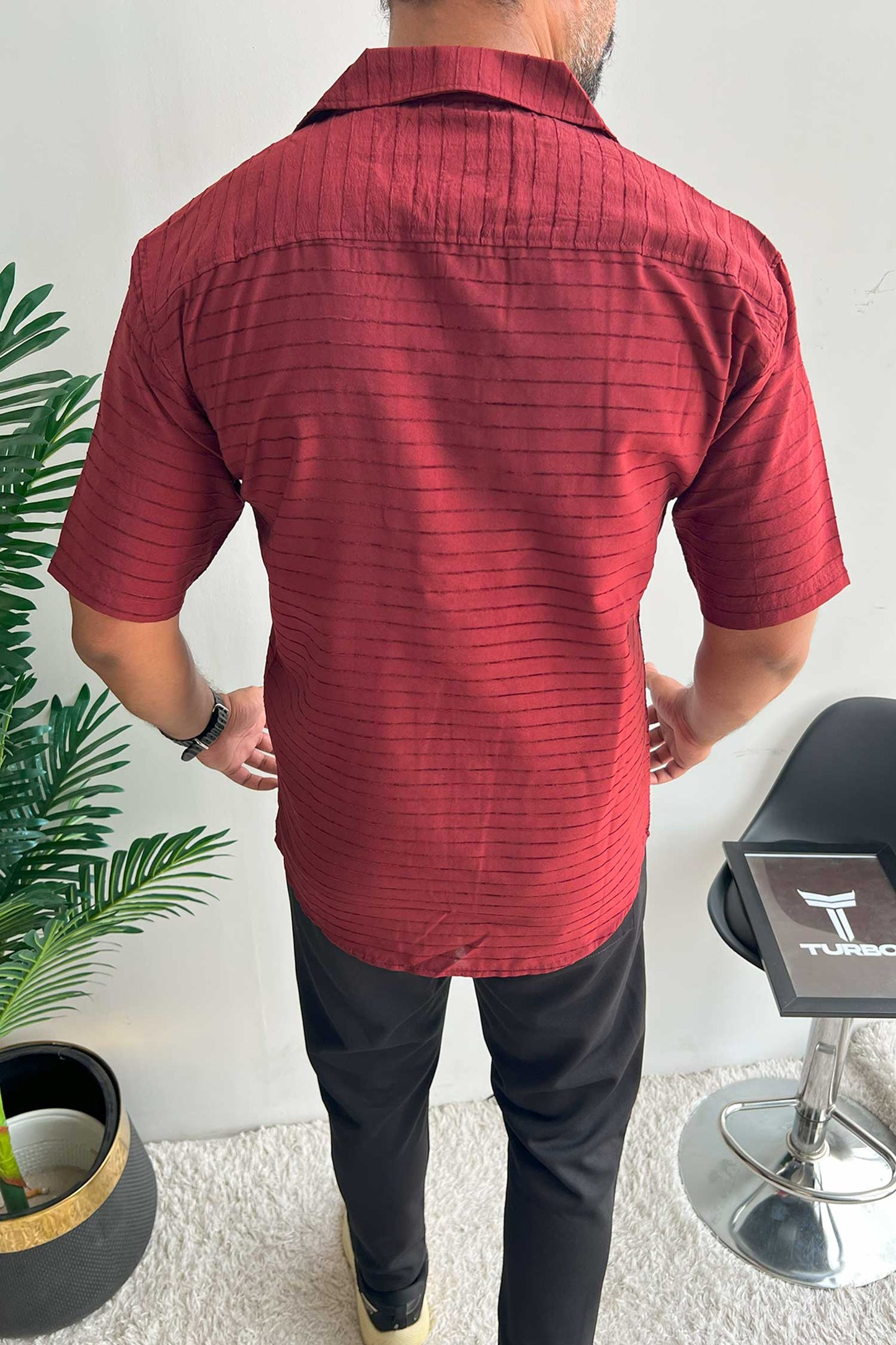 Turbo Snitch Striped Casual Shirt In Maroon