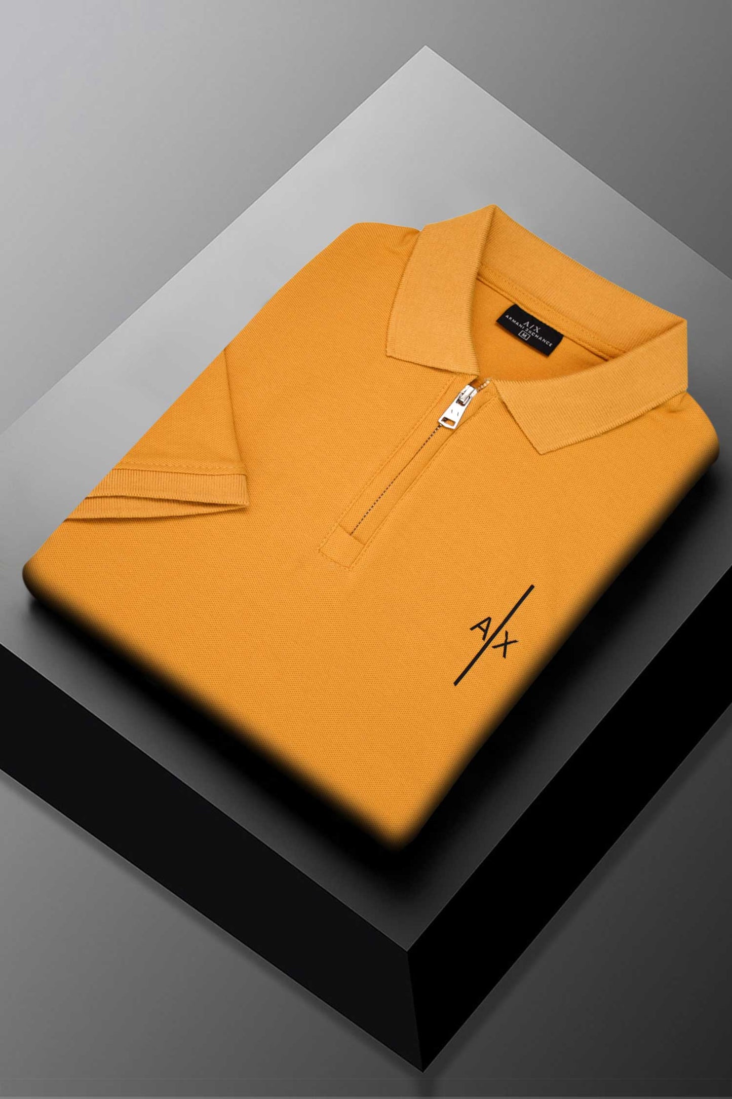 Armni Icon Stripe Zip-Placket Men's Polo Shirt