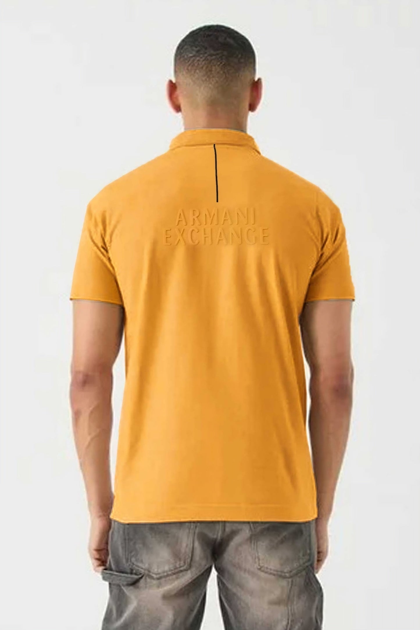 Armni Icon Stripe Zip-Placket Men's Polo Shirt