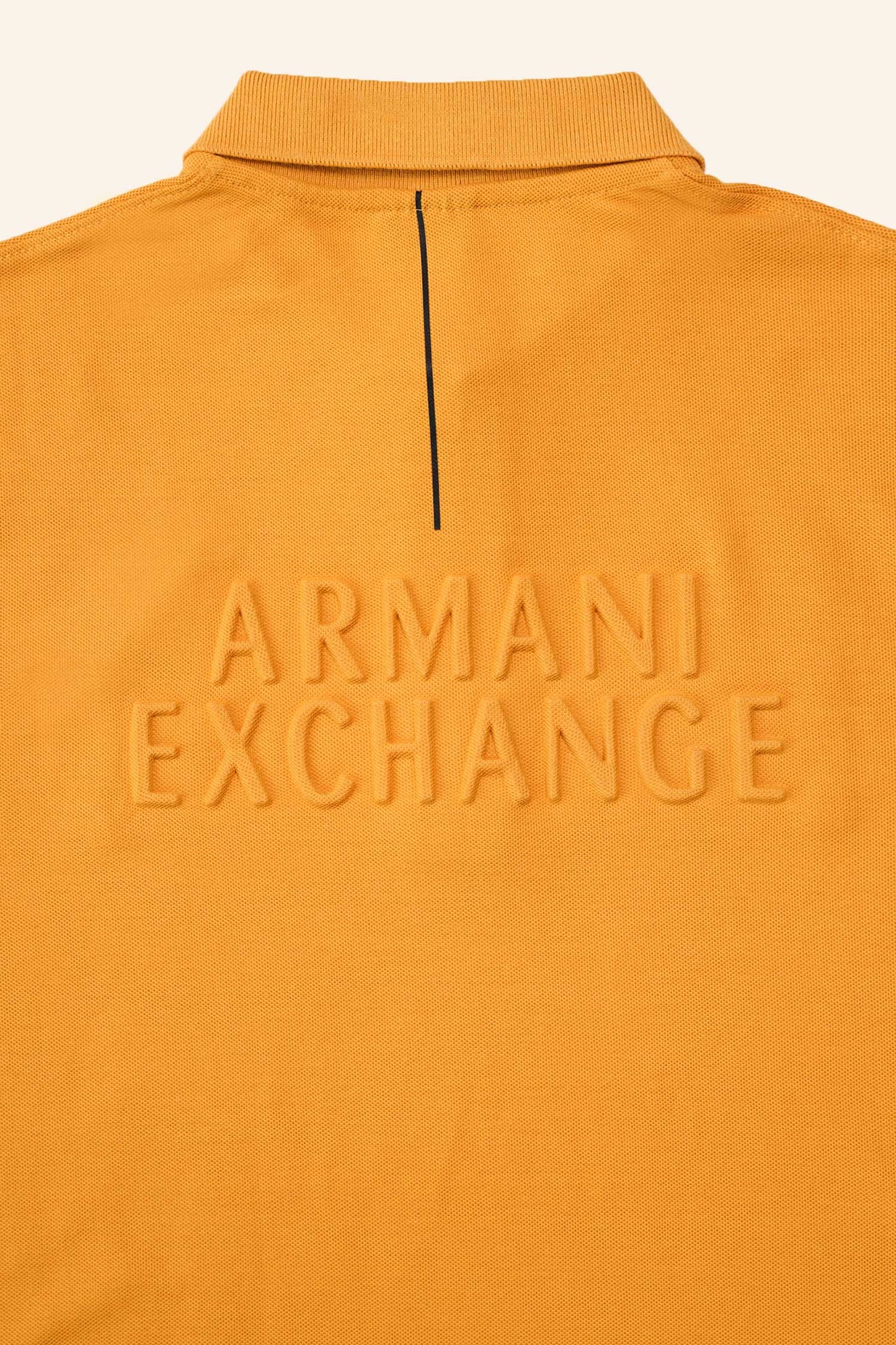 Armni Icon Stripe Zip-Placket Men's Polo Shirt In Mustard