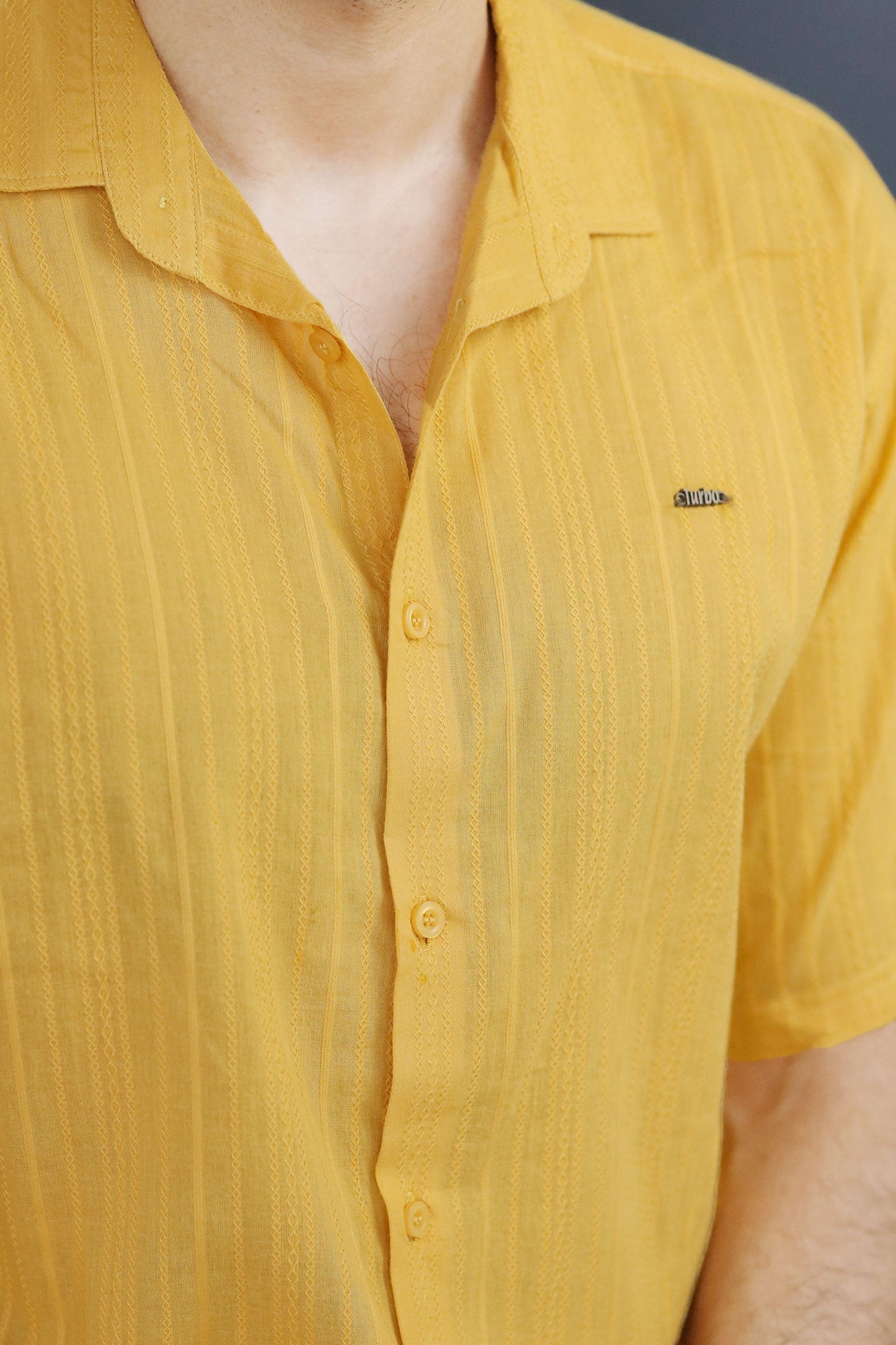 Turbo Textured Champ Casual Shirt In Mustard Yellow
