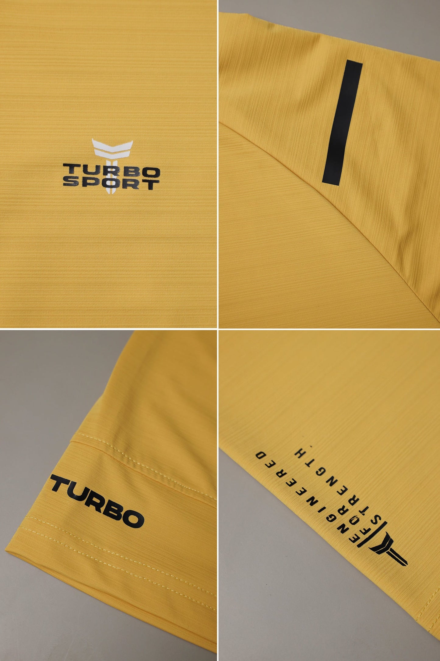 Turbo Sport Shoulder Striped Breathable Dry-Fit Tee In Mustard Yellow