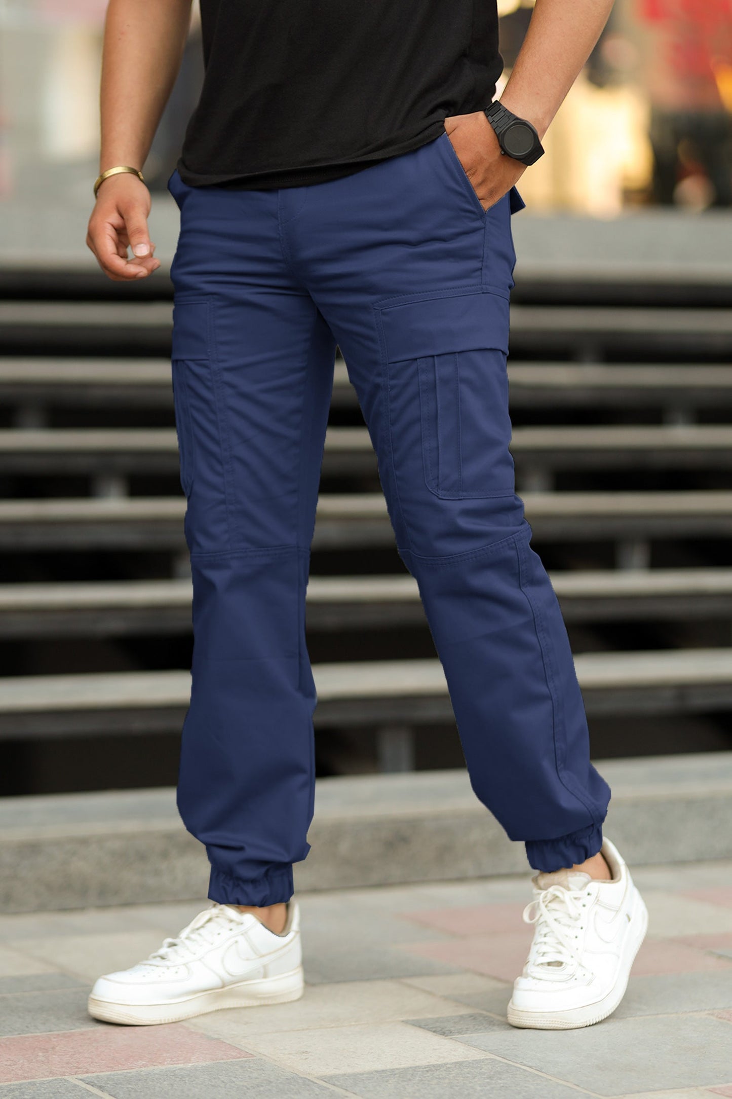 Turbo's Essential Baggy Fit Cargo Trouser In Navy Blue