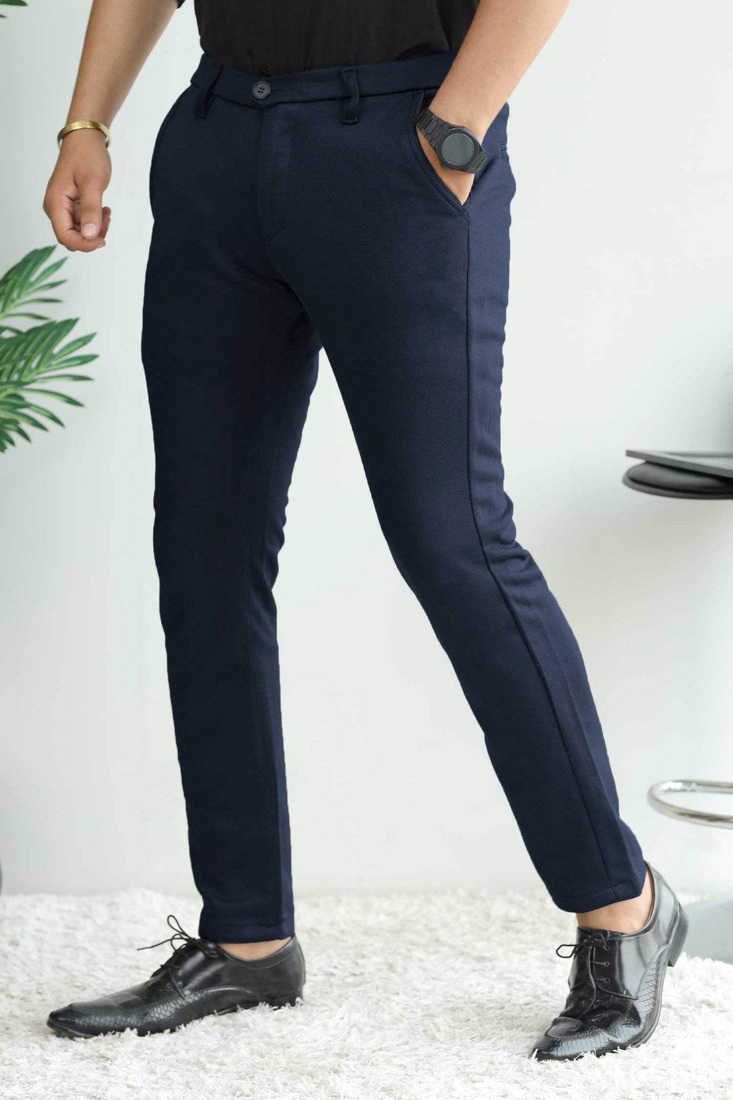 Elegant Self Texture Knitted Cotton Ankle fit Pant