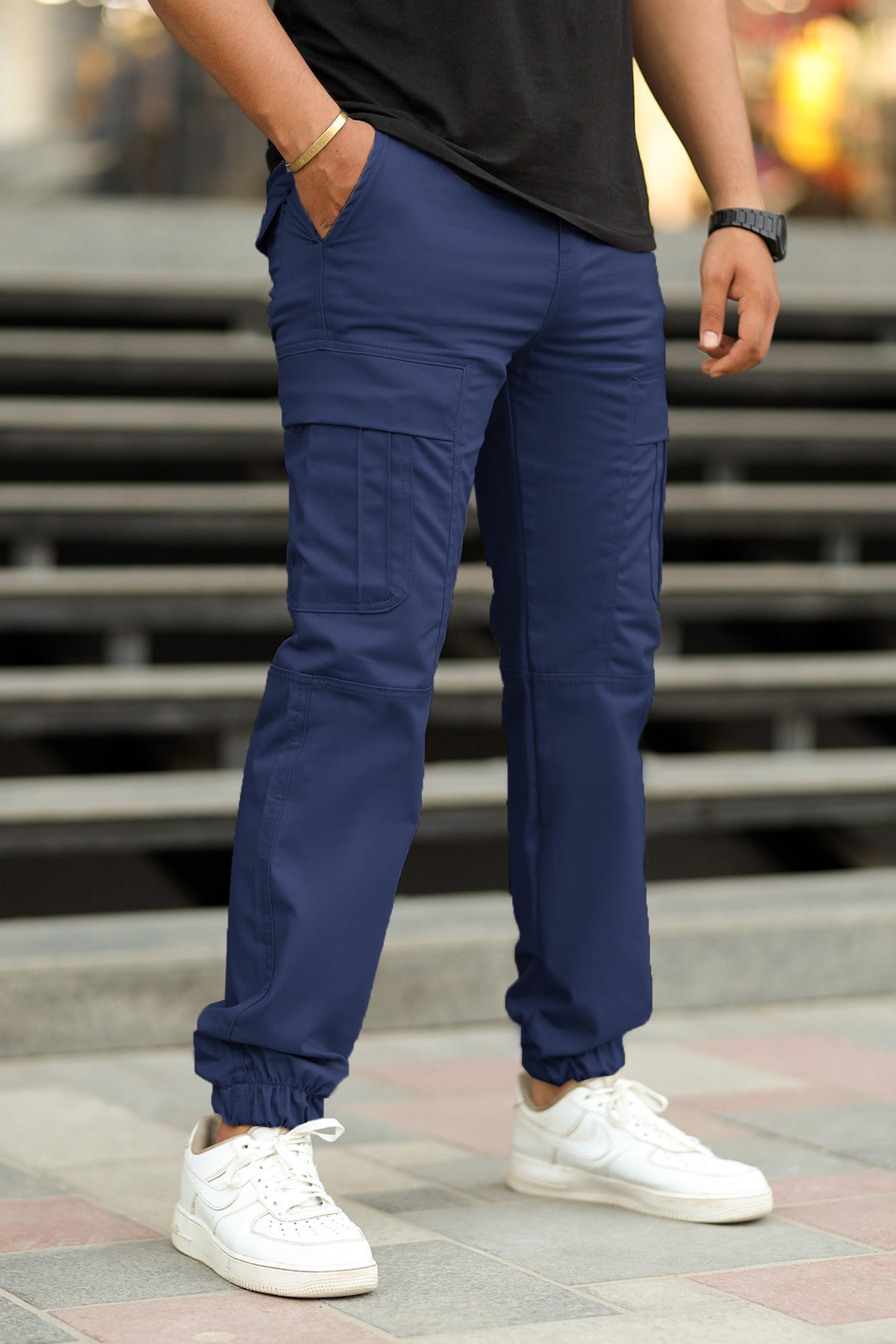 Turbo's Essential Baggy Fit Cargo Trouser In Navy Blue