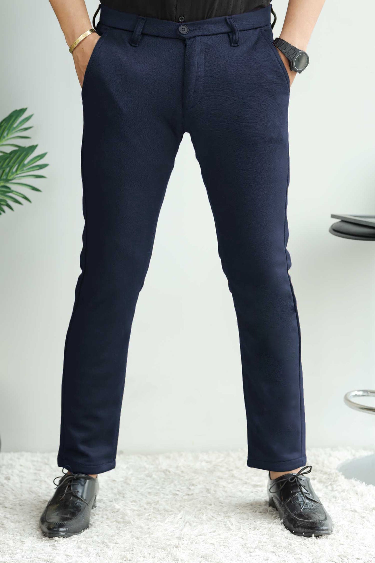 Elegant Self Texture Knitted Cotton Ankle fit Pant