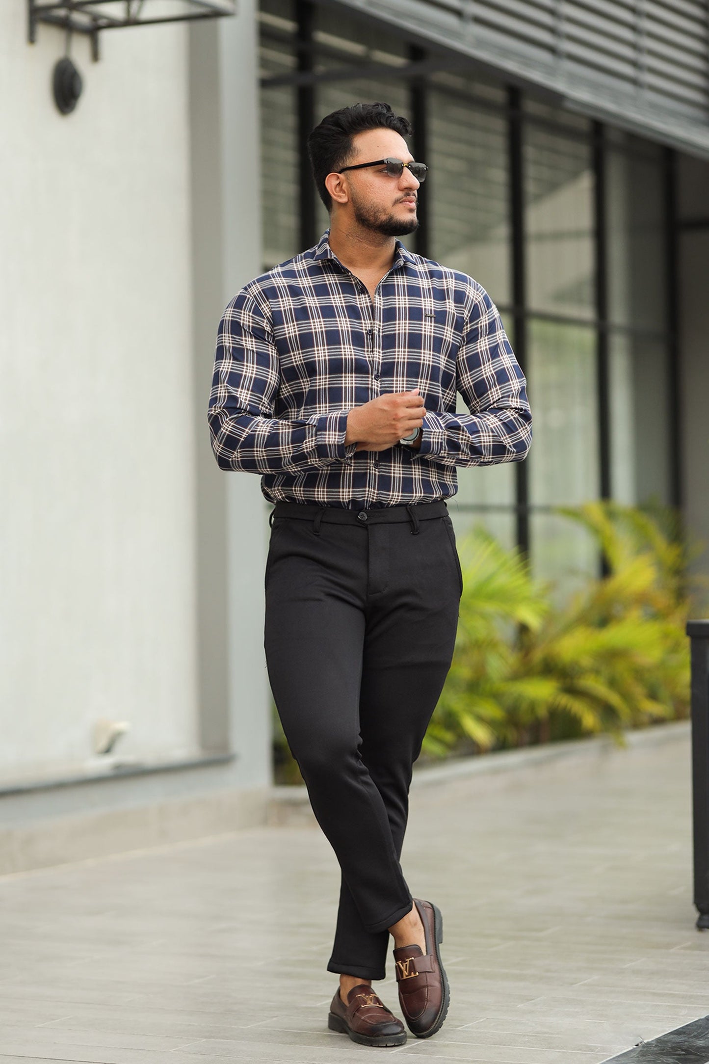 Turbo Tattersall Checkered Long Sleeve Cotton Casual Shirt