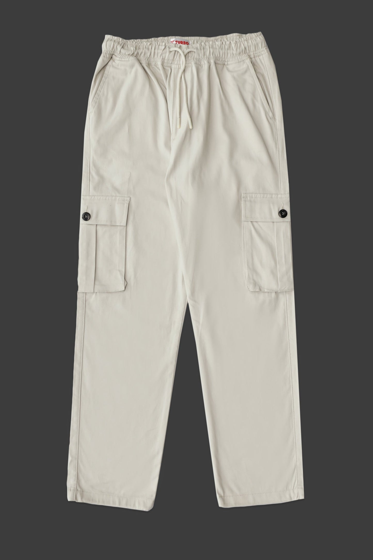 Turbo's 6 Pockets Loose Bottom Cargo Trouser In Off White