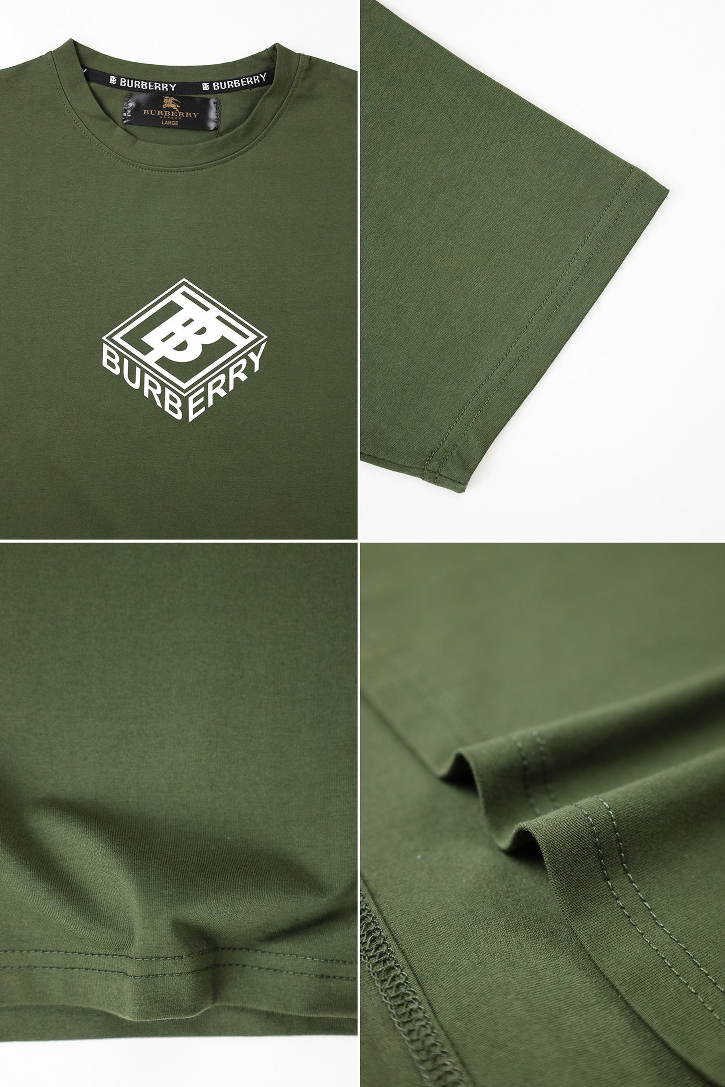 Brbrry Classic Monogram & Logo Tape Crew Neck Tee