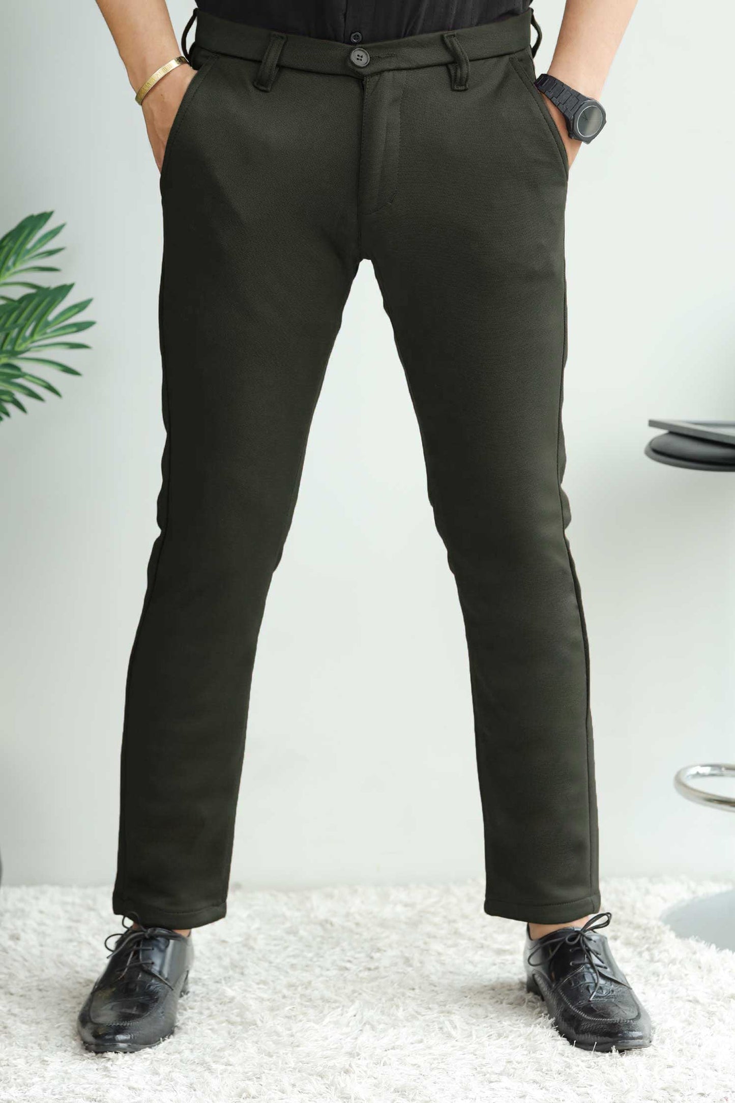 Elegant Self Texture Knitted Cotton Ankle fit Pant