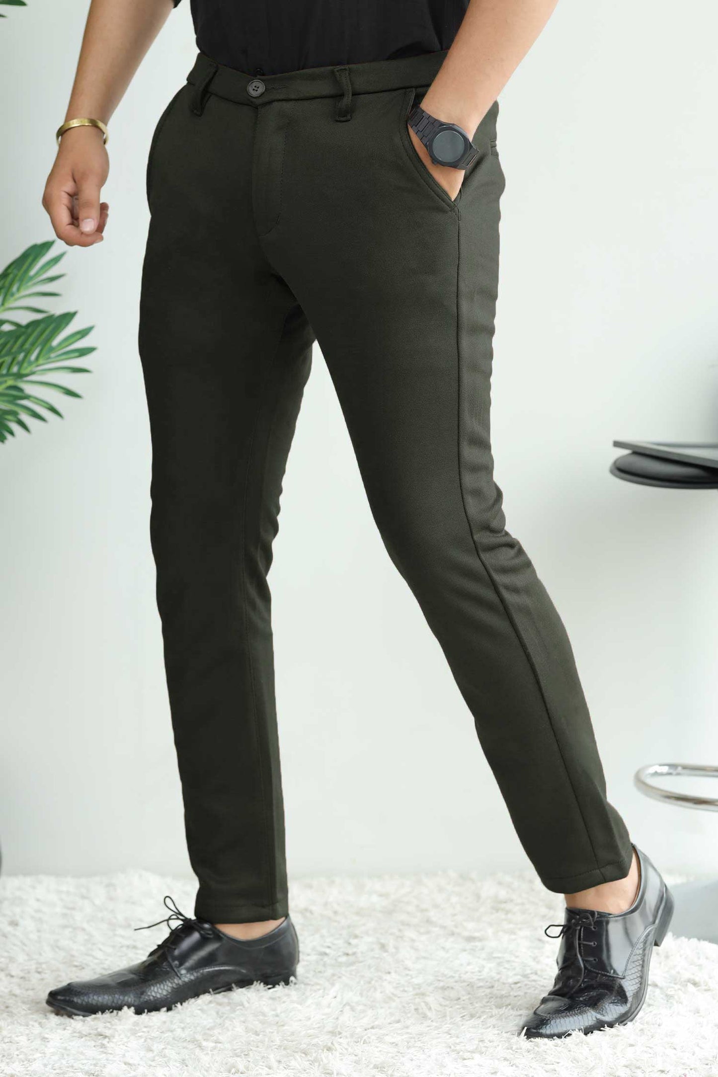 Elegant Self Texture Knitted Cotton Ankle fit Pant