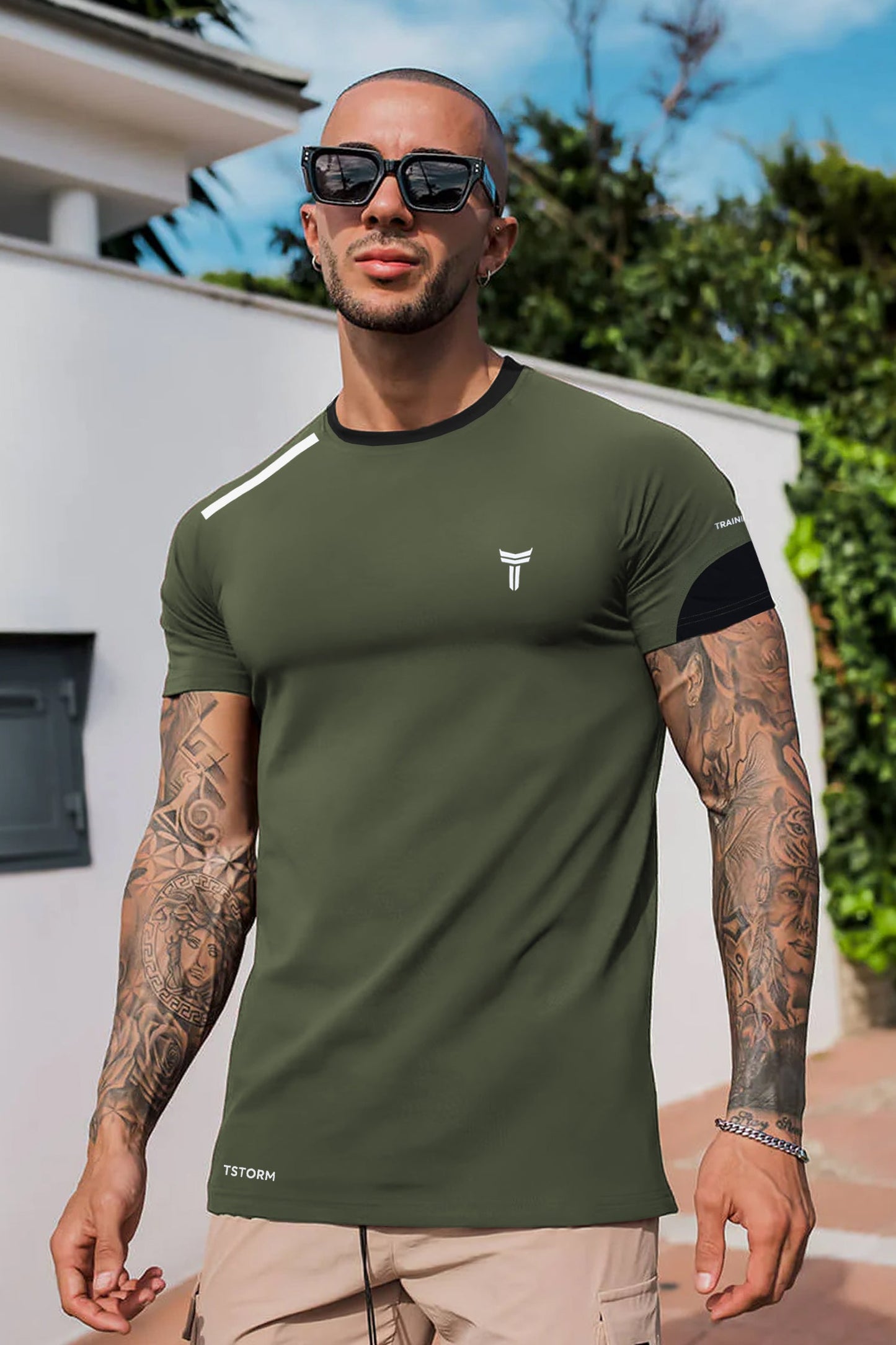 Turbo T-Storm Performance Climalite Dry-Fit Tee In Olive Green