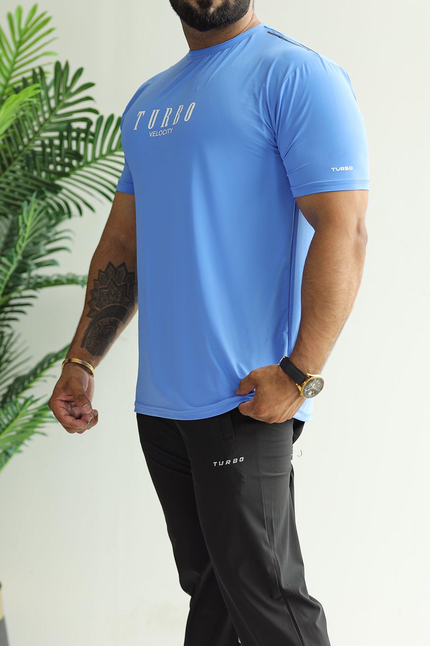 Turbo High Intensity Training & Running Dry-Fit Tee In Royal Blue