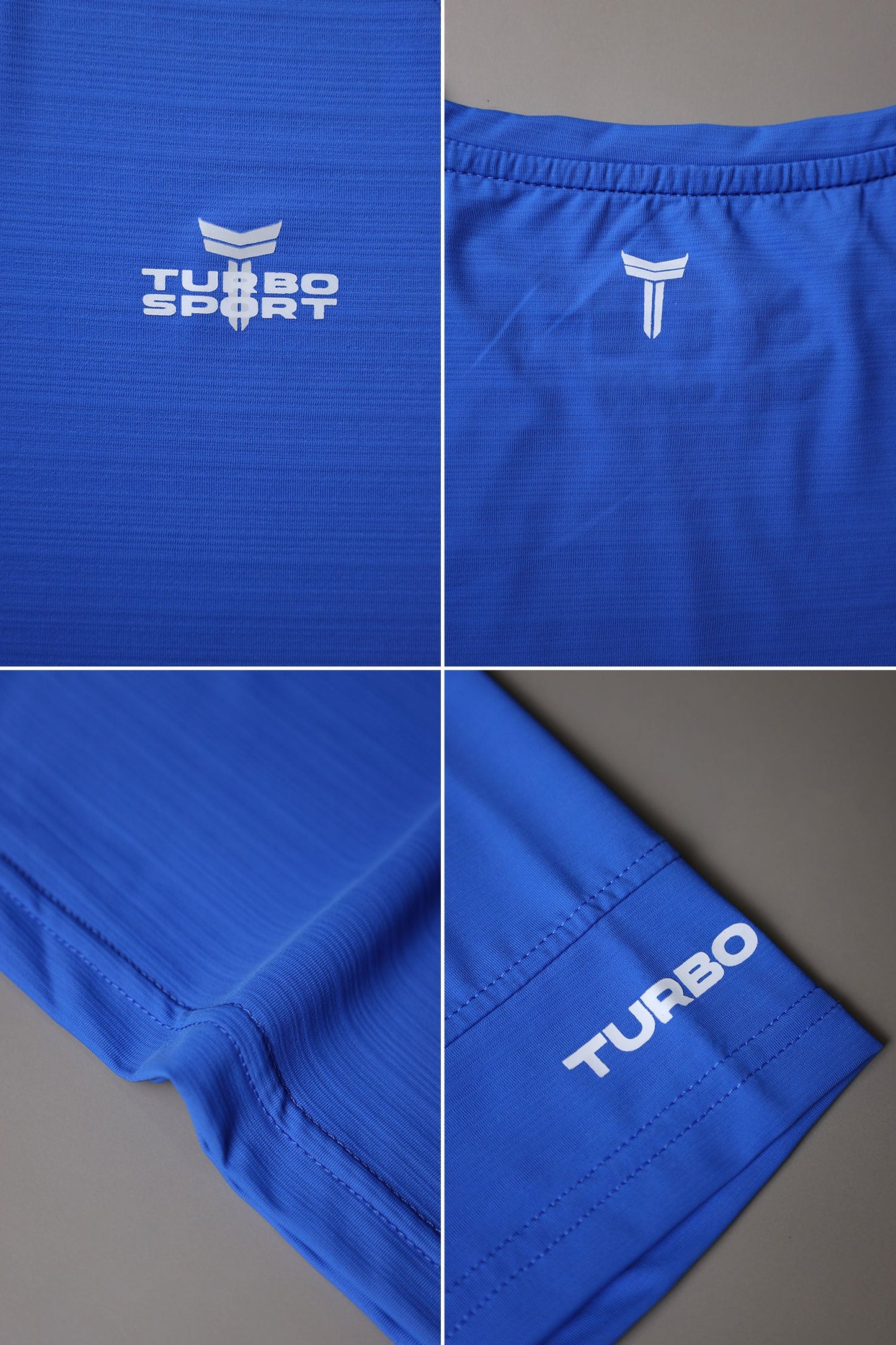 Turbo Sport Shoulder Striped Breathable Dry-Fit Tee In Royal Blue
