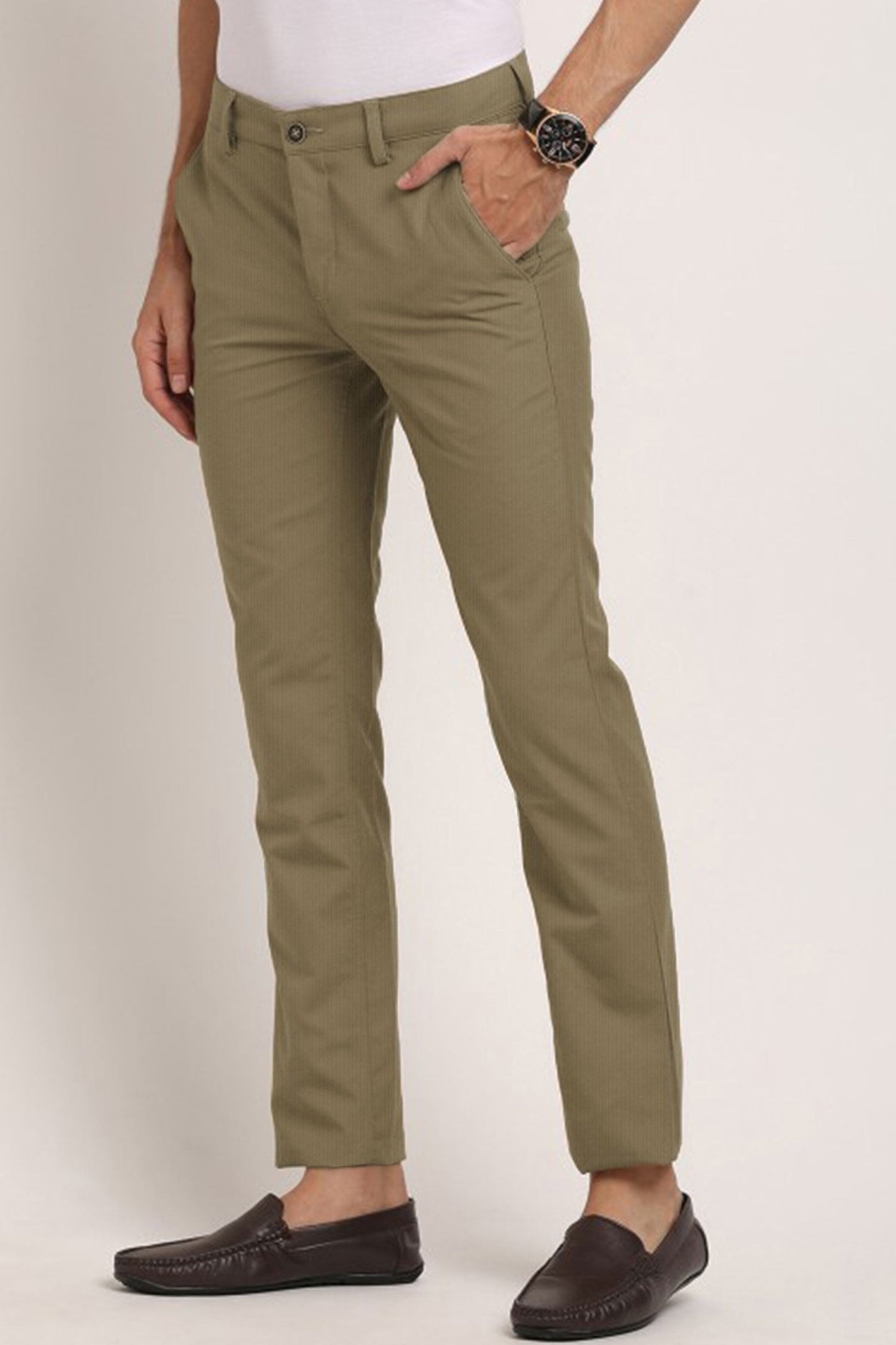 Turbo Urban Executive Slim Fit Cotton Pant In Sage