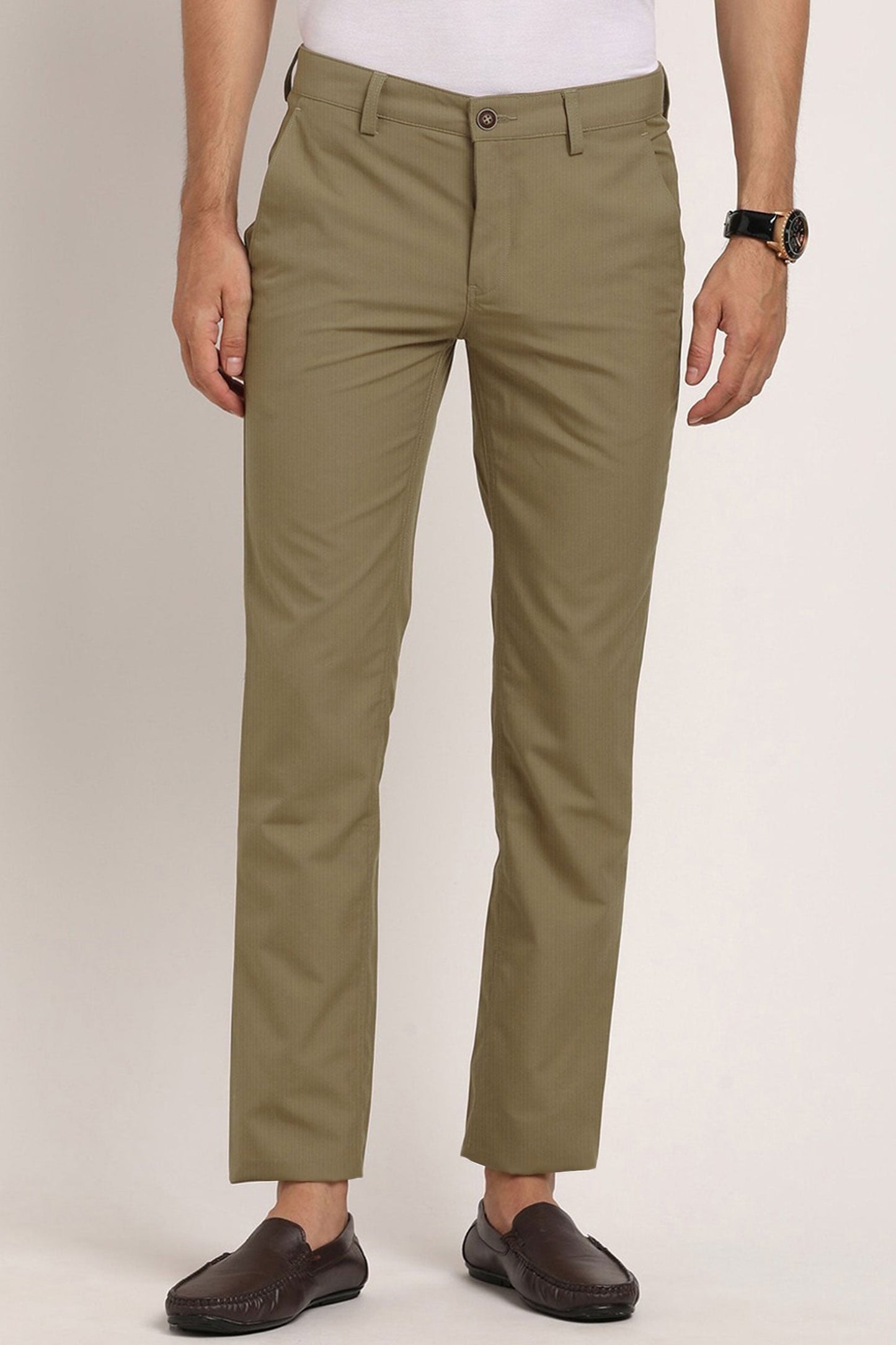 Turbo Urban Executive Slim Fit Cotton Pant In Sage