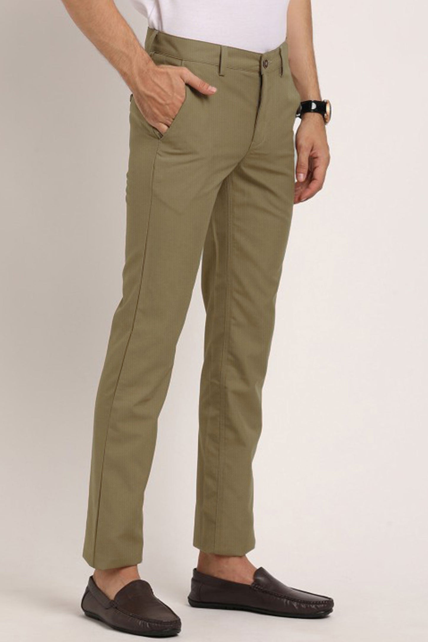 Turbo Urban Executive Slim Fit Cotton Pant In Sage