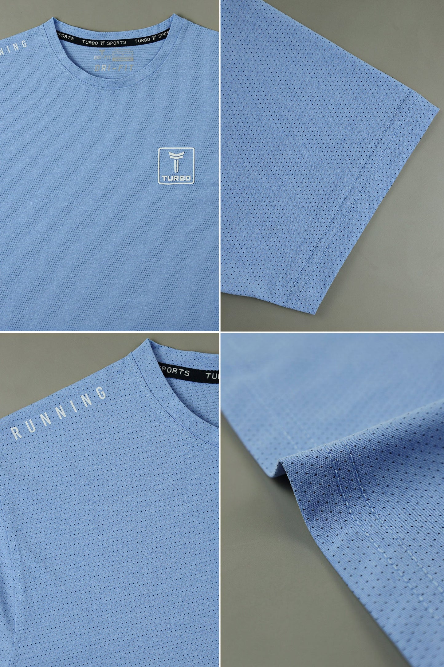 Turbo 'Aero-Flow' Perforated Running Dry-Fit Tee In Sky Blue