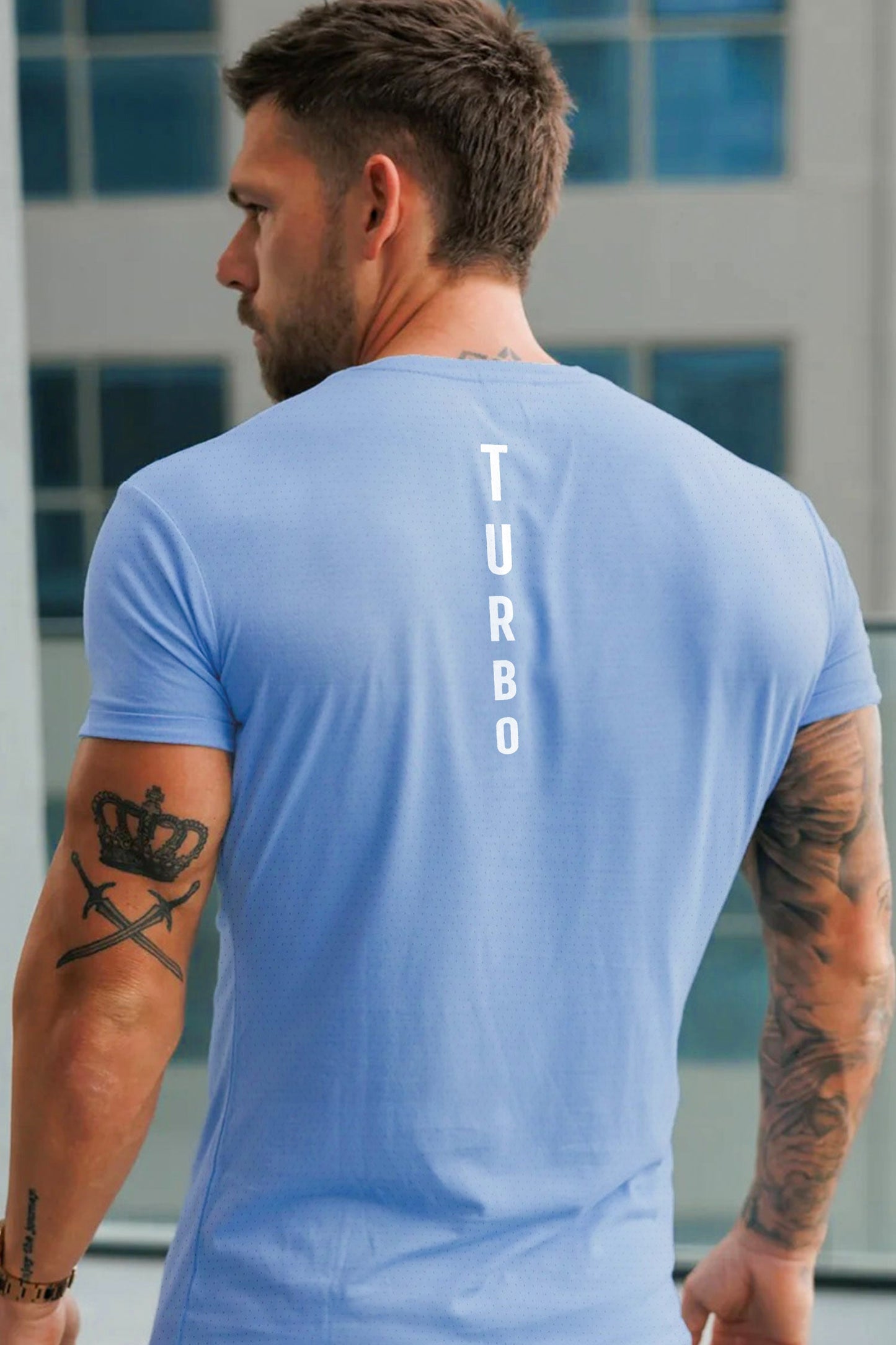 Turbo 'Aero-Flow' Perforated Running Dry-Fit Tee In Sky Blue