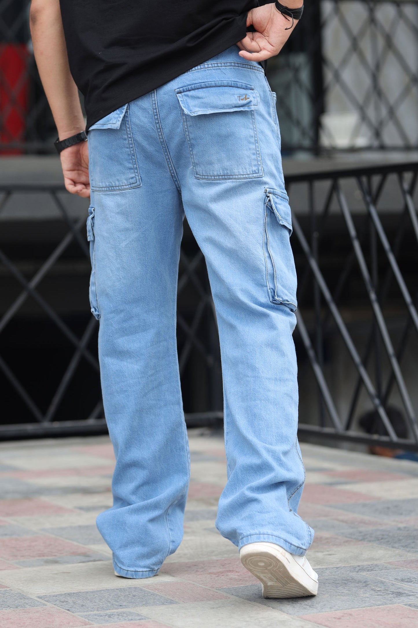 Turbo 7 Pocket Baggy Style Jeans in Sky Blue