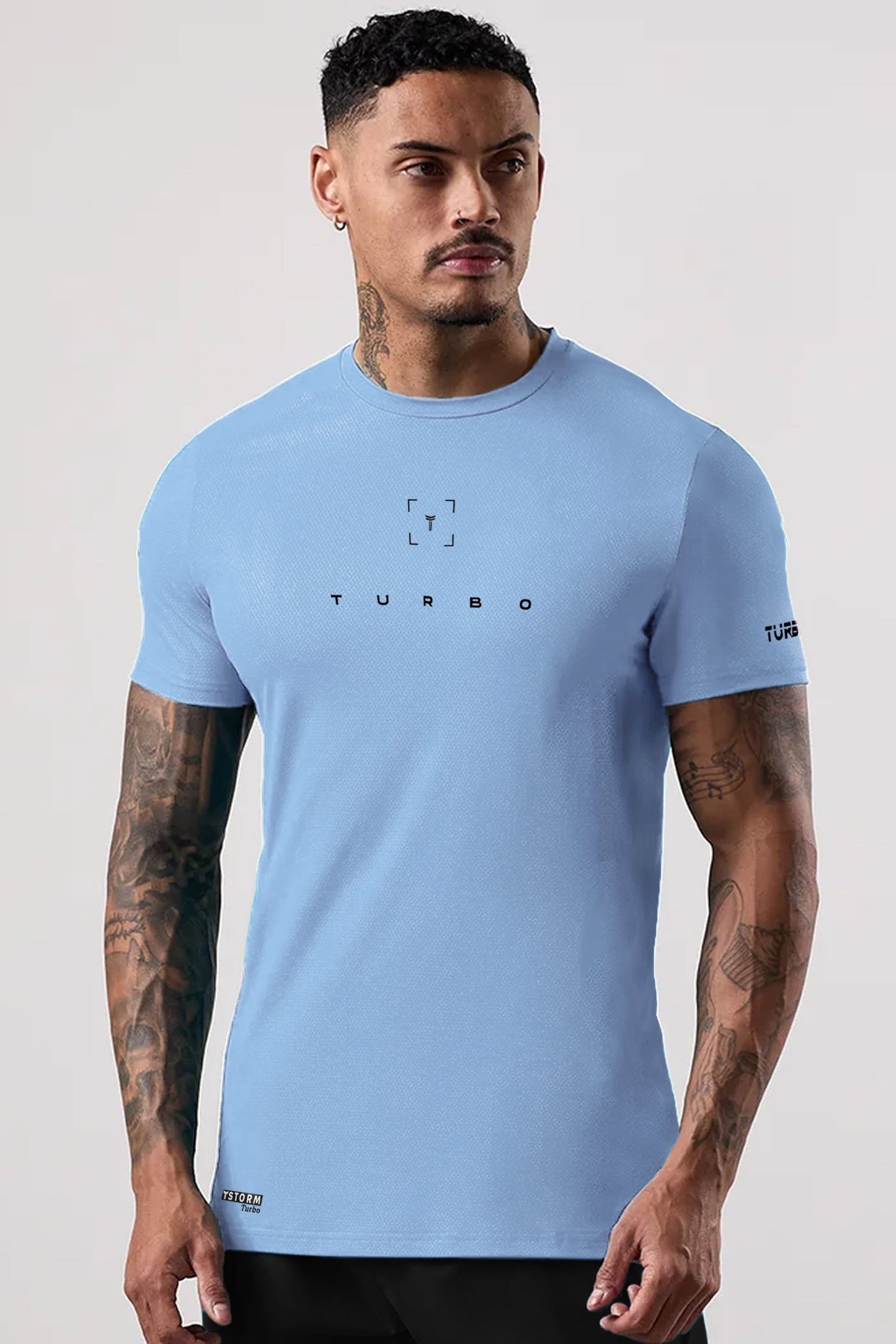 Turbo Scan Energy Breathable Mesh Dry-Fit Tee In Sky Blue
