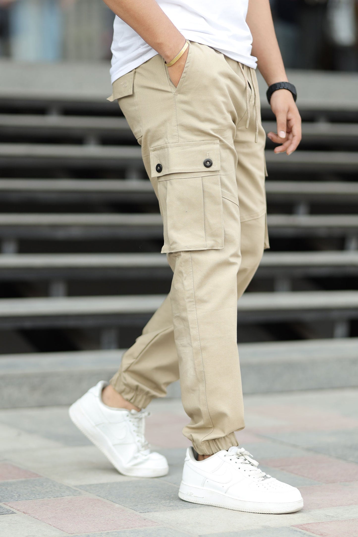 Turbo 6 Pockets Premium Cotton Gabardine Cargo Trouser In Skin