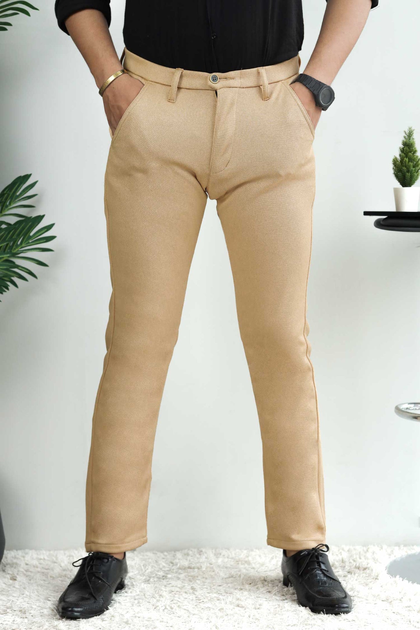 Elegant Self Texture Knitted Cotton Ankle fit Pant