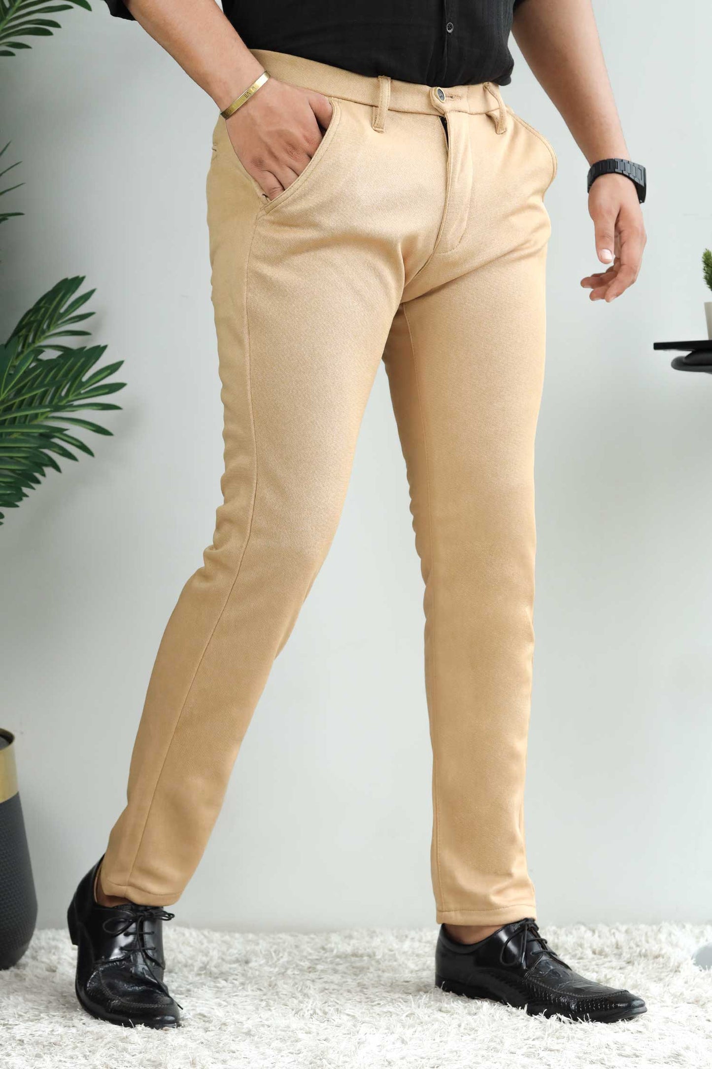 Elegant Self Texture Knitted Cotton Ankle fit Pant