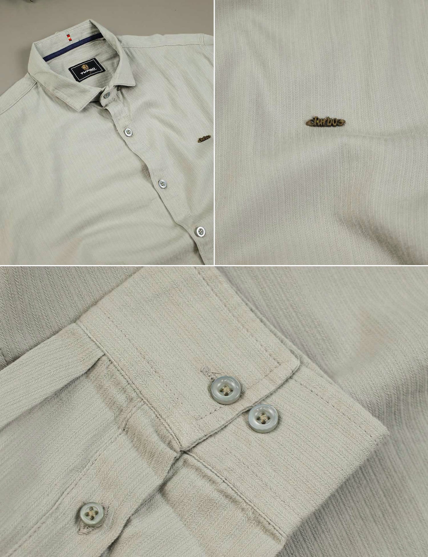 Turbo Self Lining Long Sleeve Cotton Casual Shirt In Slate Grey