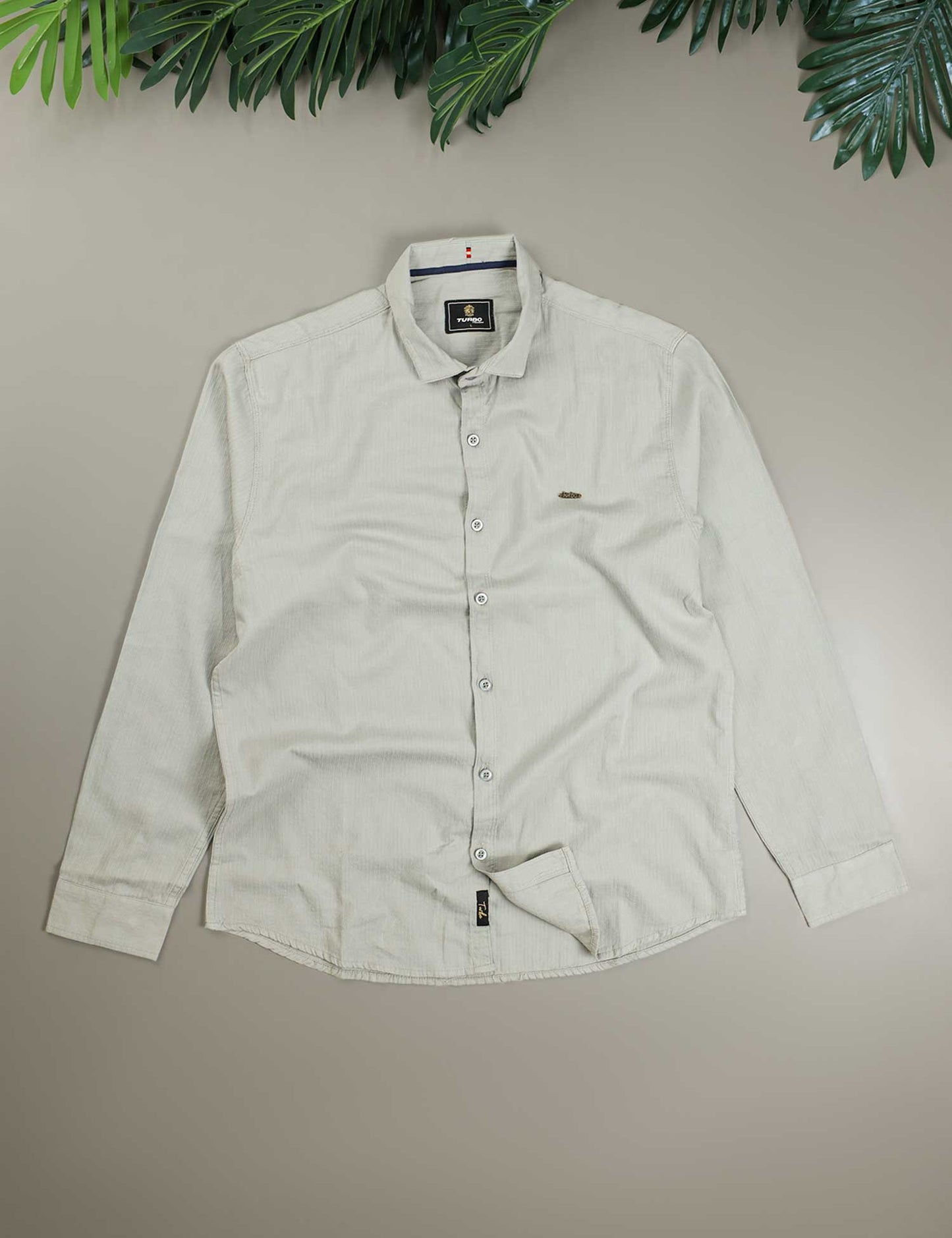 Turbo Self Lining Long Sleeve Cotton Casual Shirt In Slate Grey