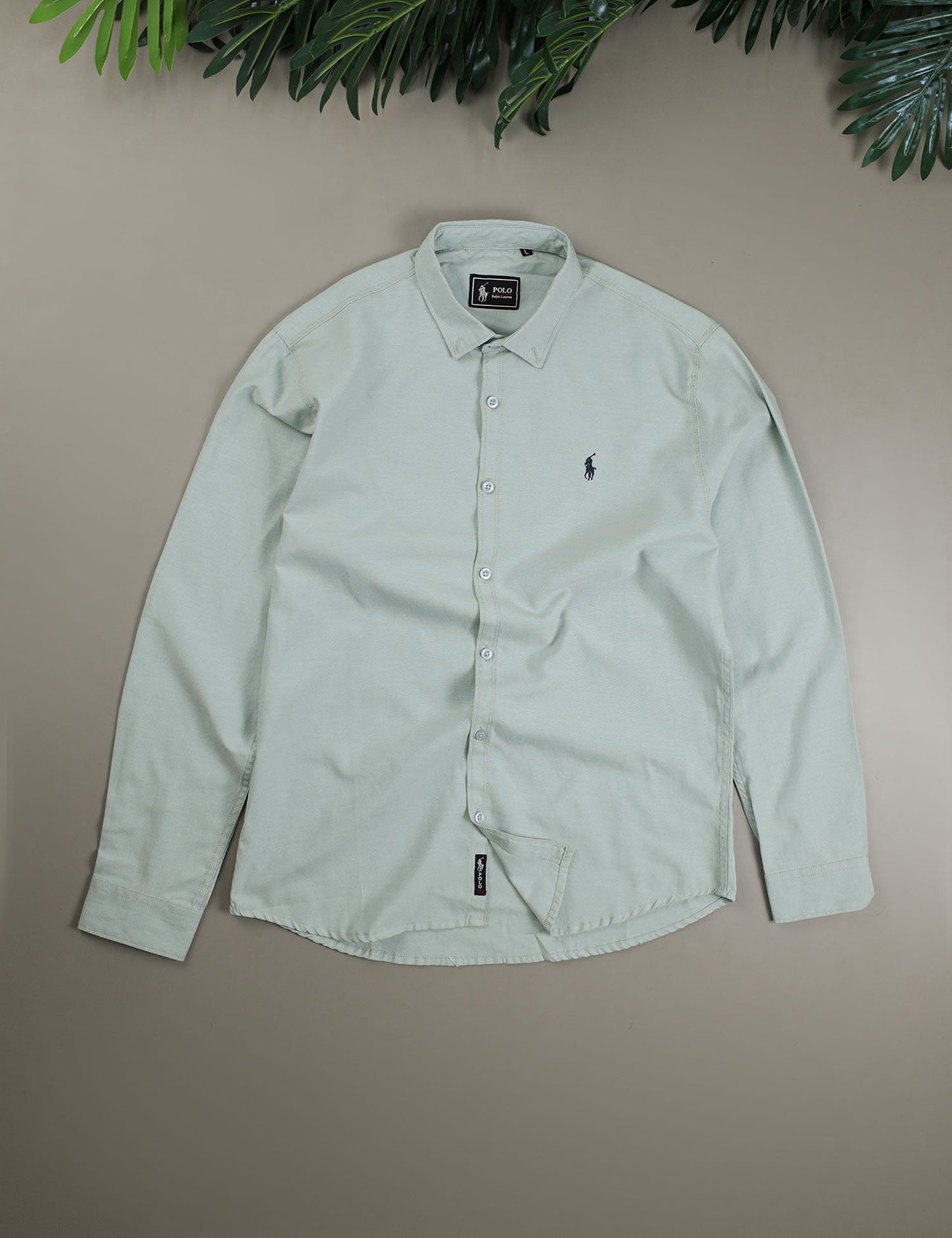 Polo Rph Lren Custom SlimFit Casual Shirt In Stone Grey