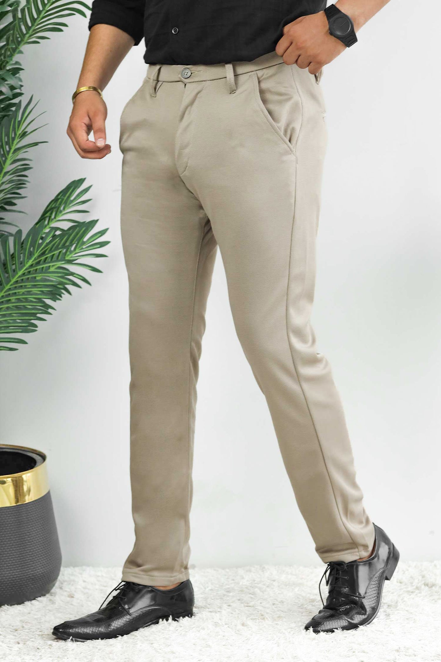 Elegant Self Texture Knitted Cotton Ankle fit Pant