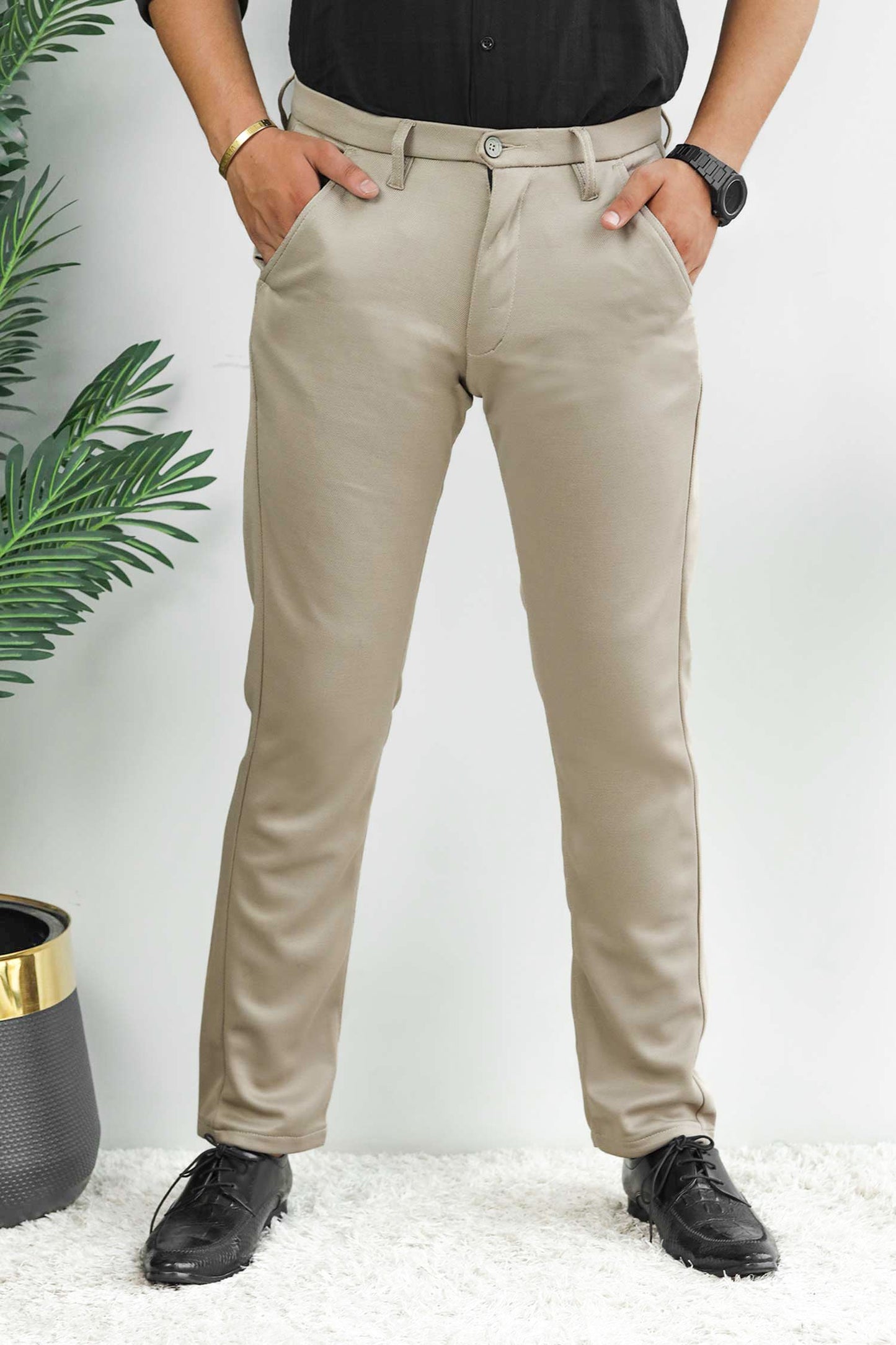 Elegant Self Texture Knitted Cotton Ankle fit Pant
