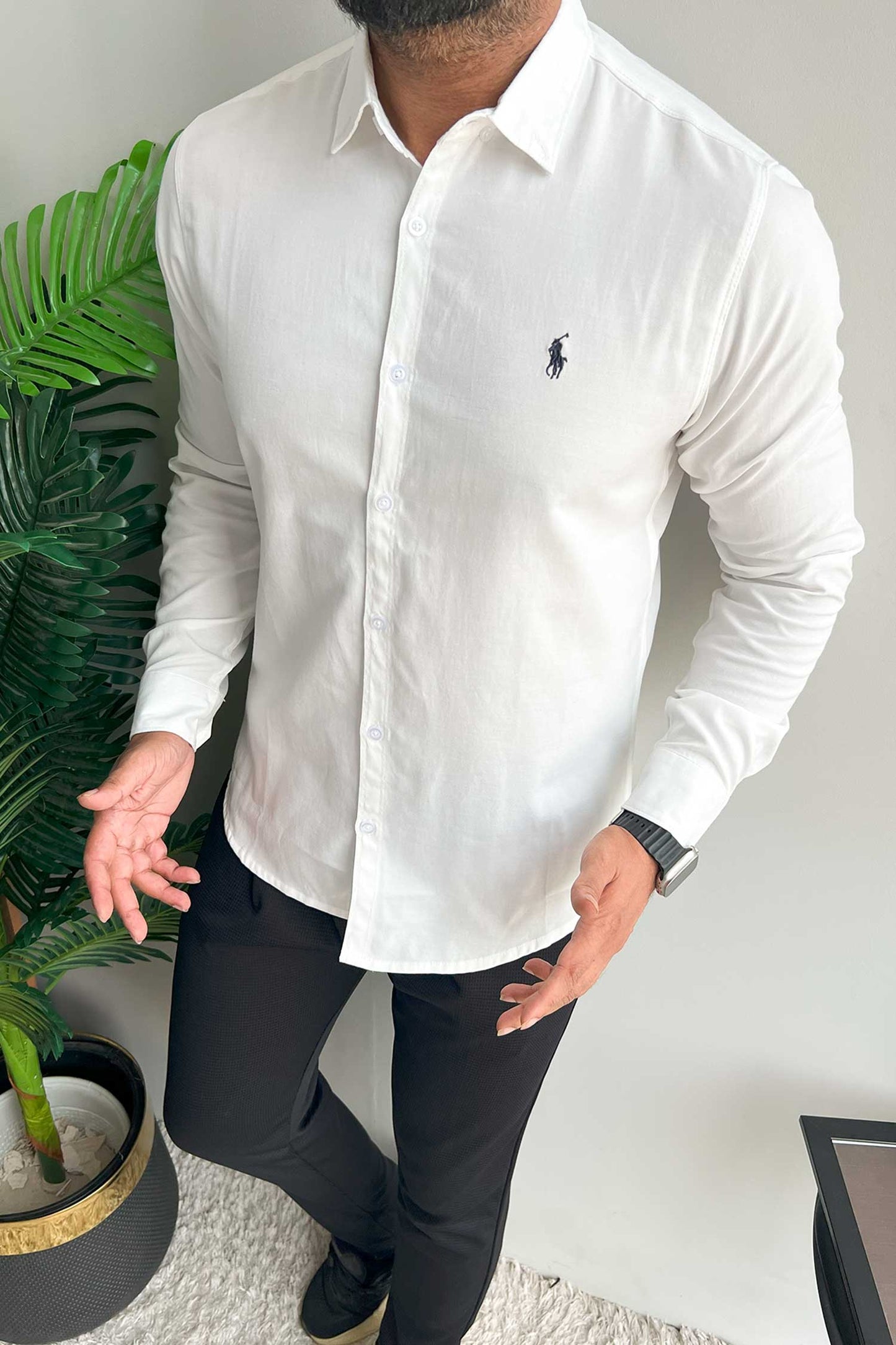 Polo Rph Lren Custom SlimFit Casual Shirt In White
