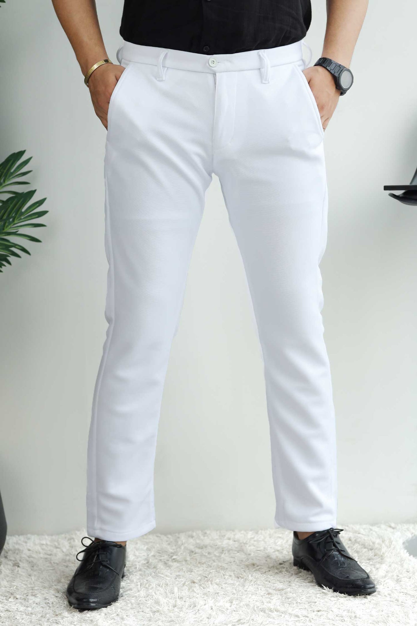 Elegant Self Texture Knitted Cotton Ankle fit Pant