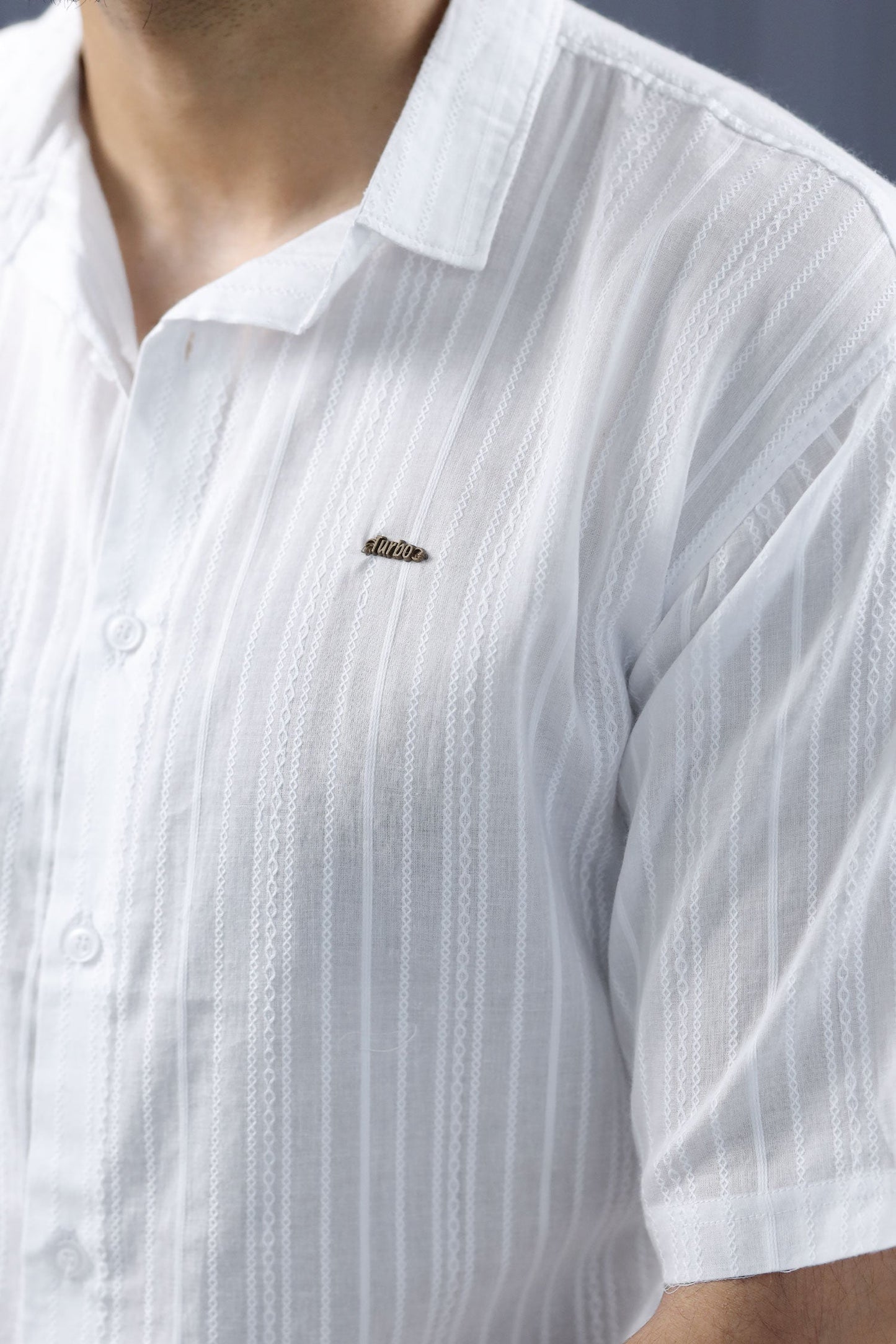 Turbo Textured Champ Casual Shirt In White