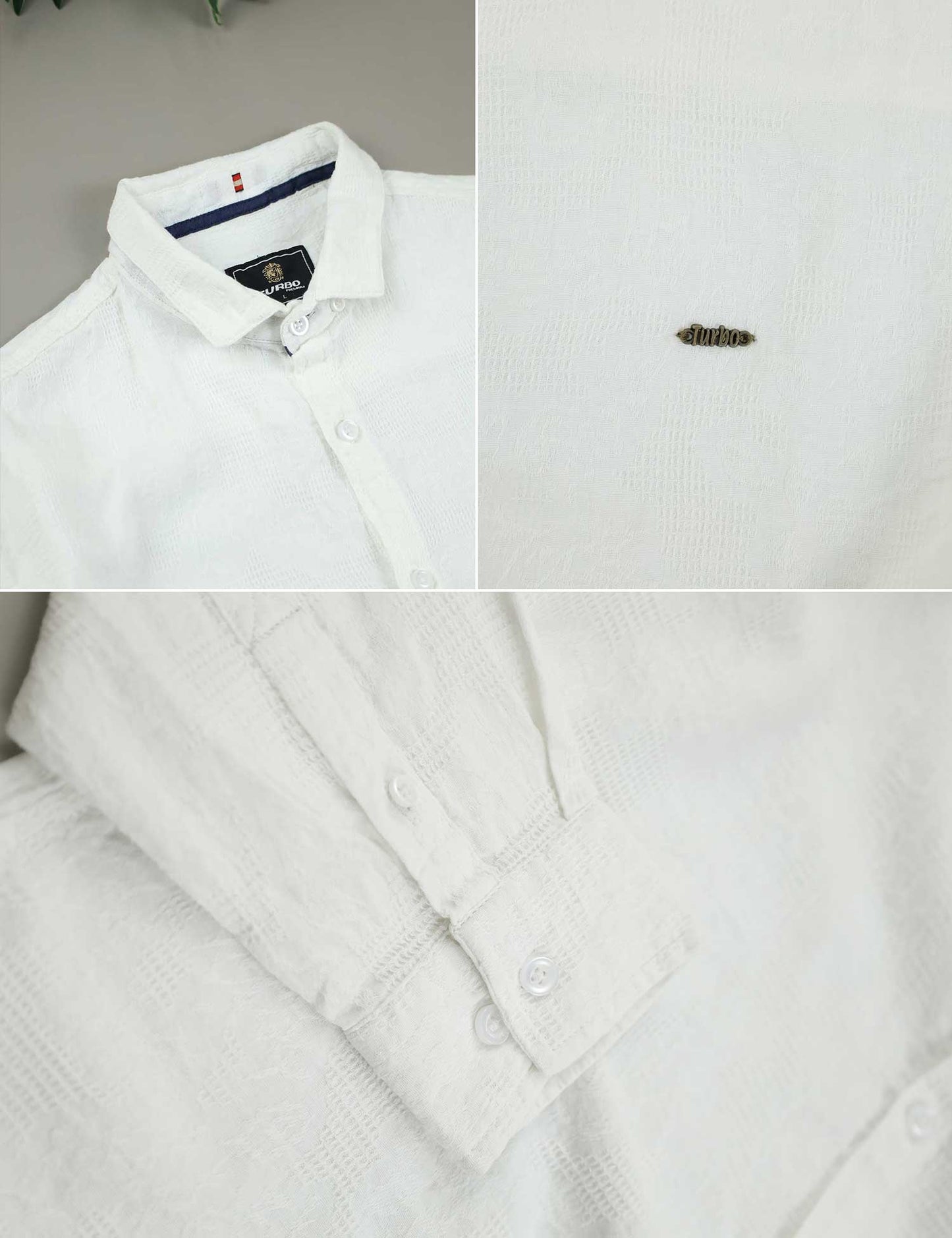 Fabrico Long Sleeve Cotton Casual Shirt In White