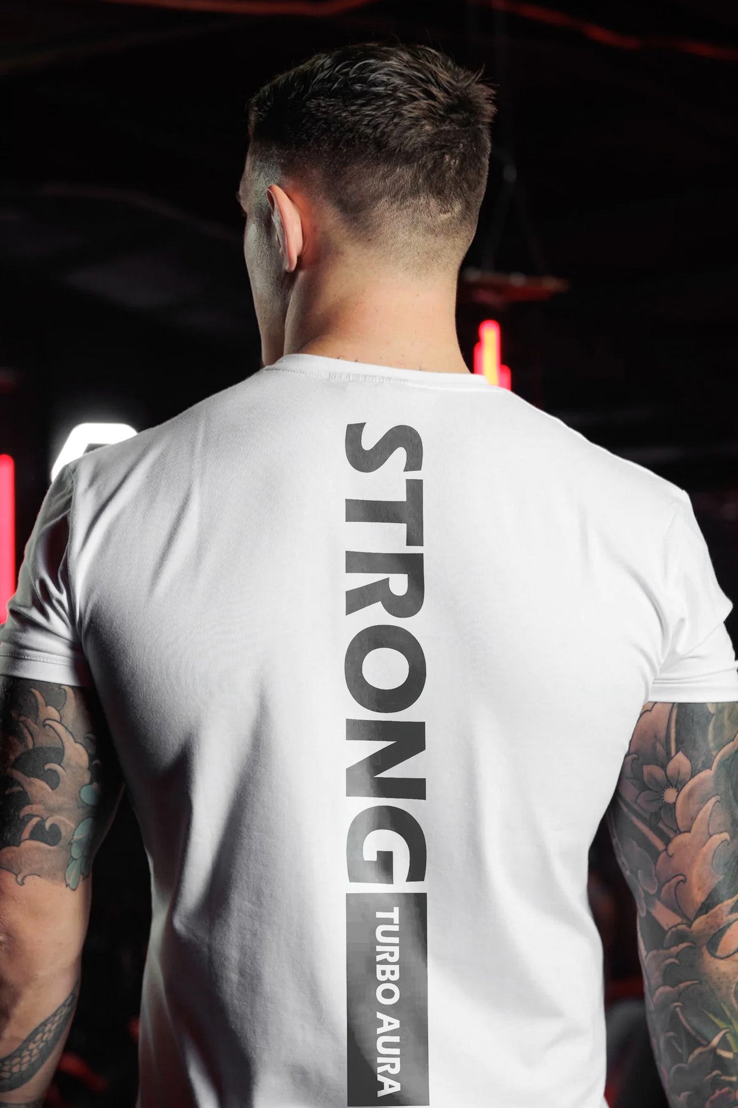 Turbo 'Strong Aura' Statement Series Dry-Fit Tee In White
