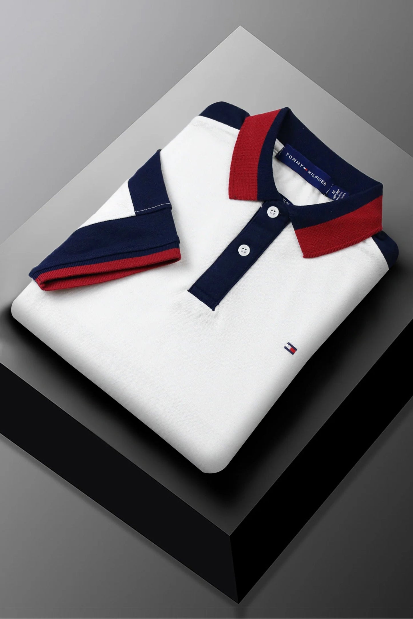 Tomy Signature Dual Tone Men's Polo Shirt In White