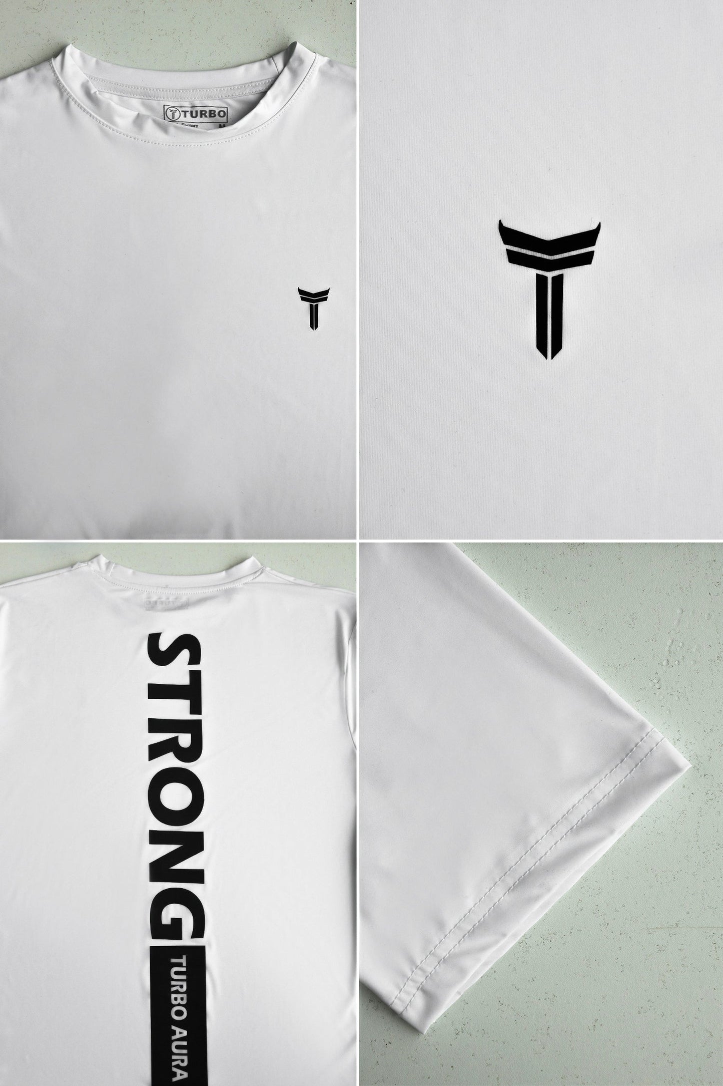 Turbo 'Strong Aura' Statement Series Dry-Fit Tee In White