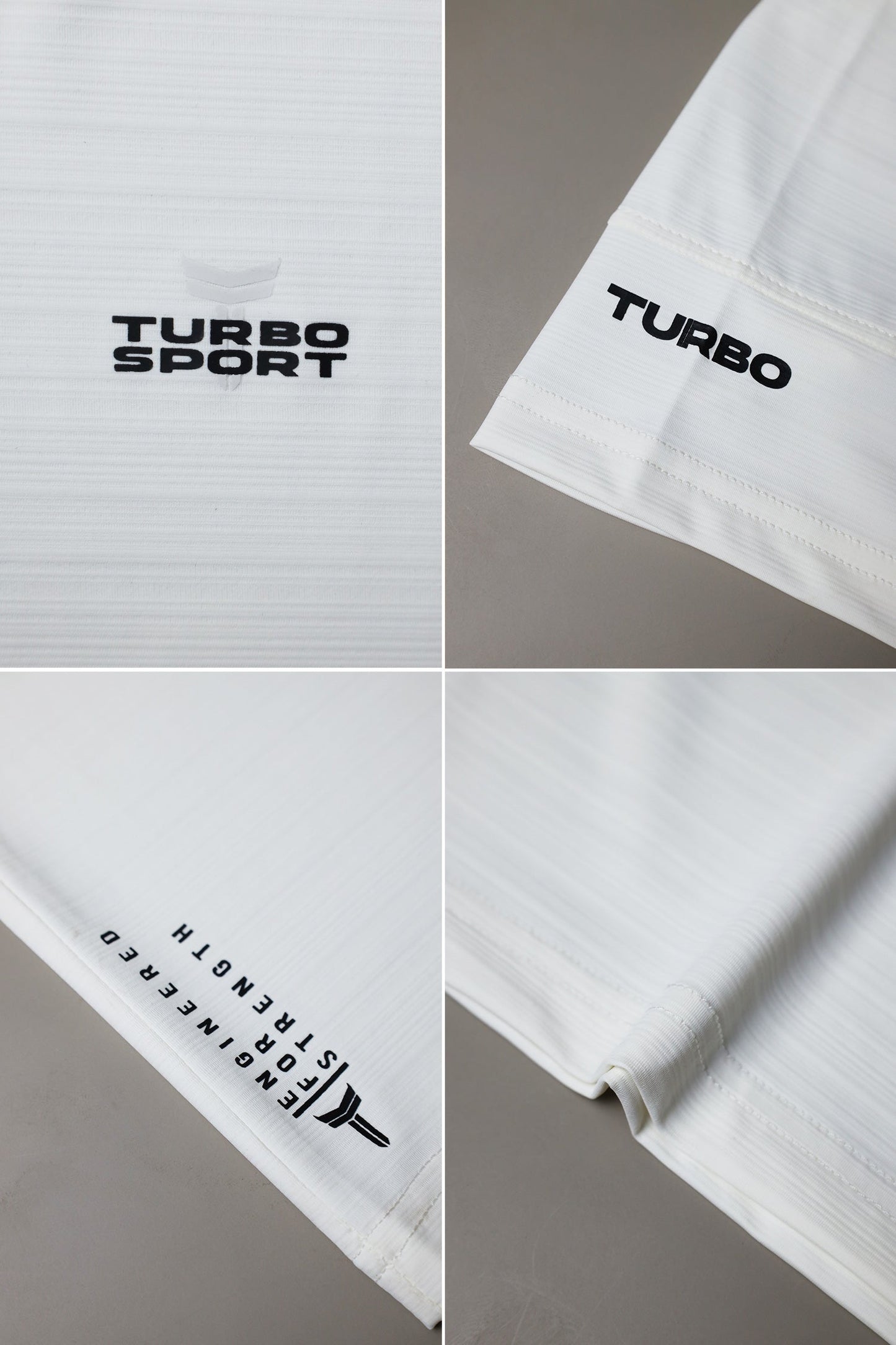 Turbo Sport Shoulder Striped Breathable Dry-Fit Tee In White
