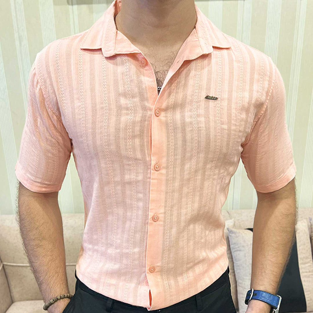 Turbo Endless Cool Embossed Casual Shirt In Baby Pink