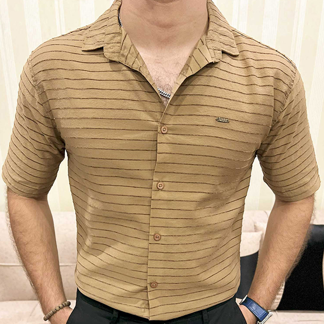 Turbo Snitch Striped Casual Shirt In Brown