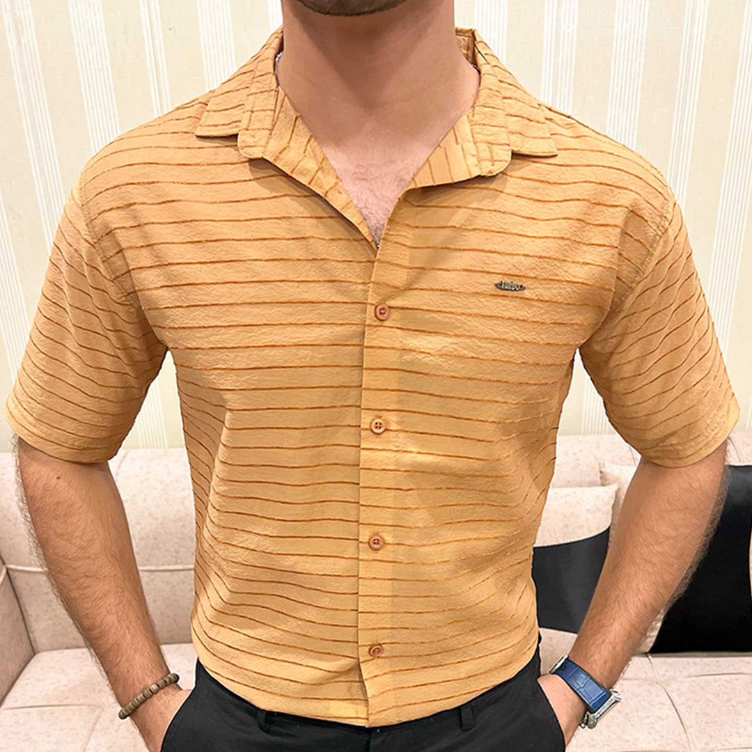 Turbo Snitch Striped Casual Shirt In Light Orange