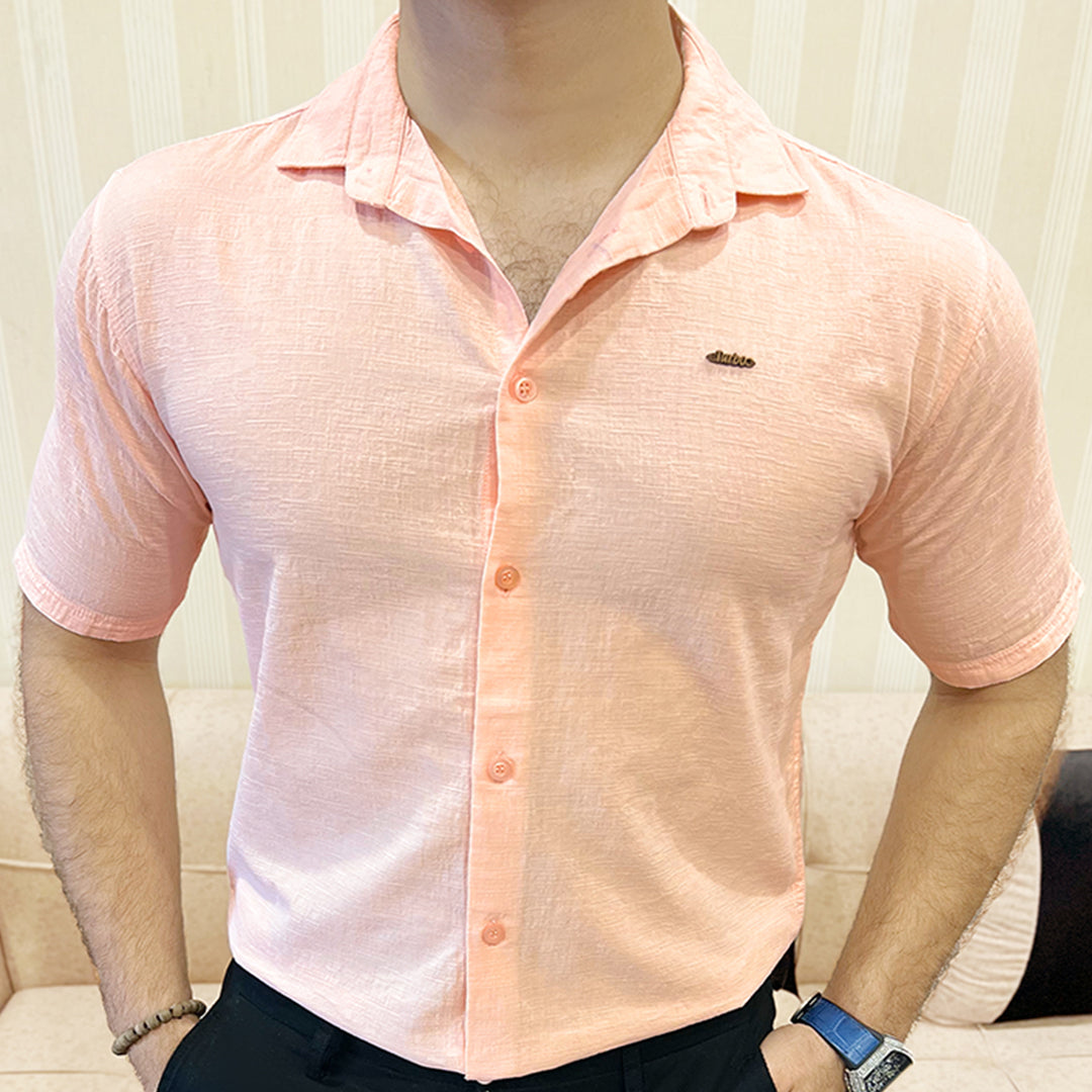 Turbo Textured Relaxed Fit Casual Shirt In Light Pink